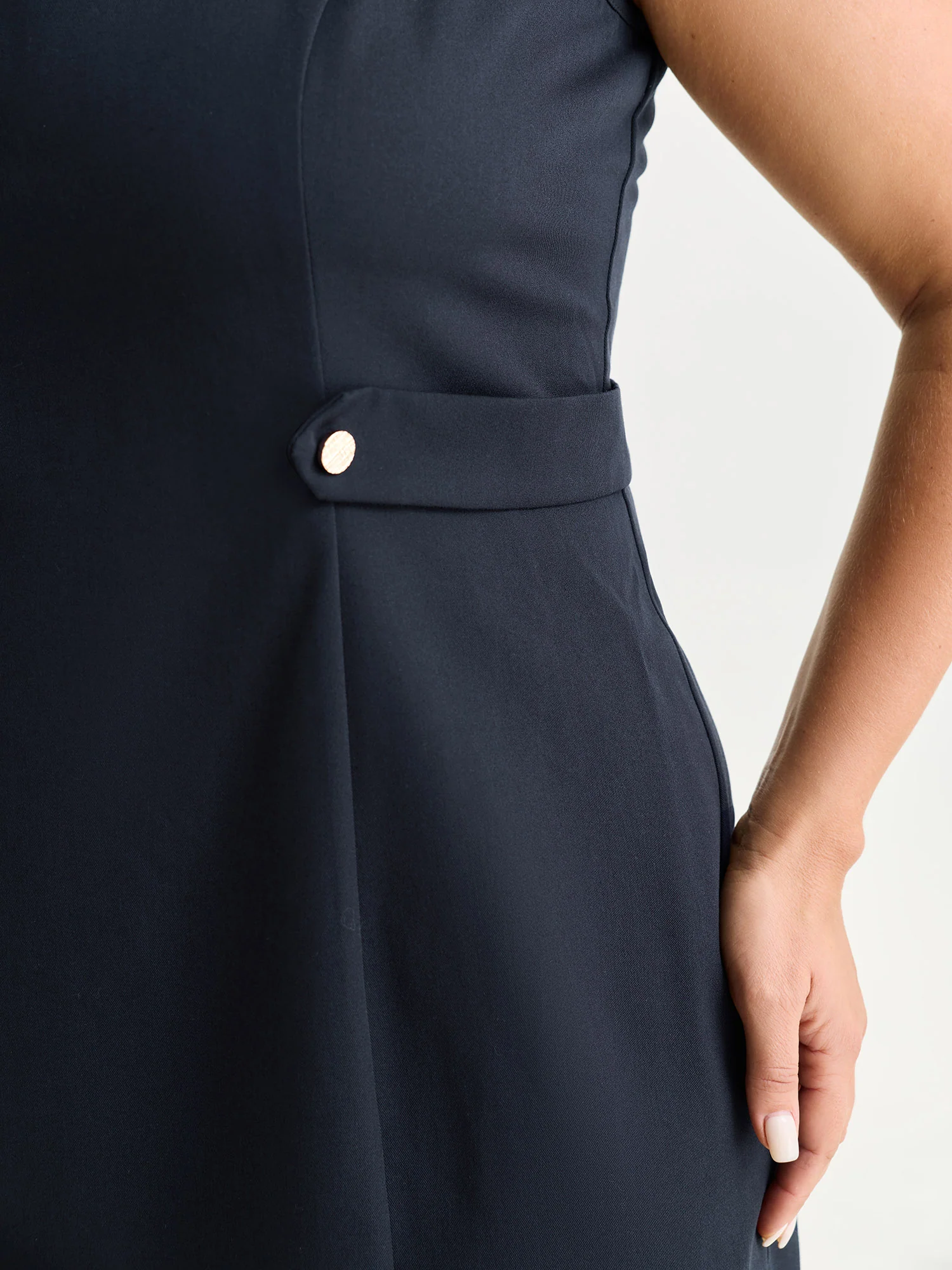 Split Neckline Waist-Defining Mini Dress - Image 4