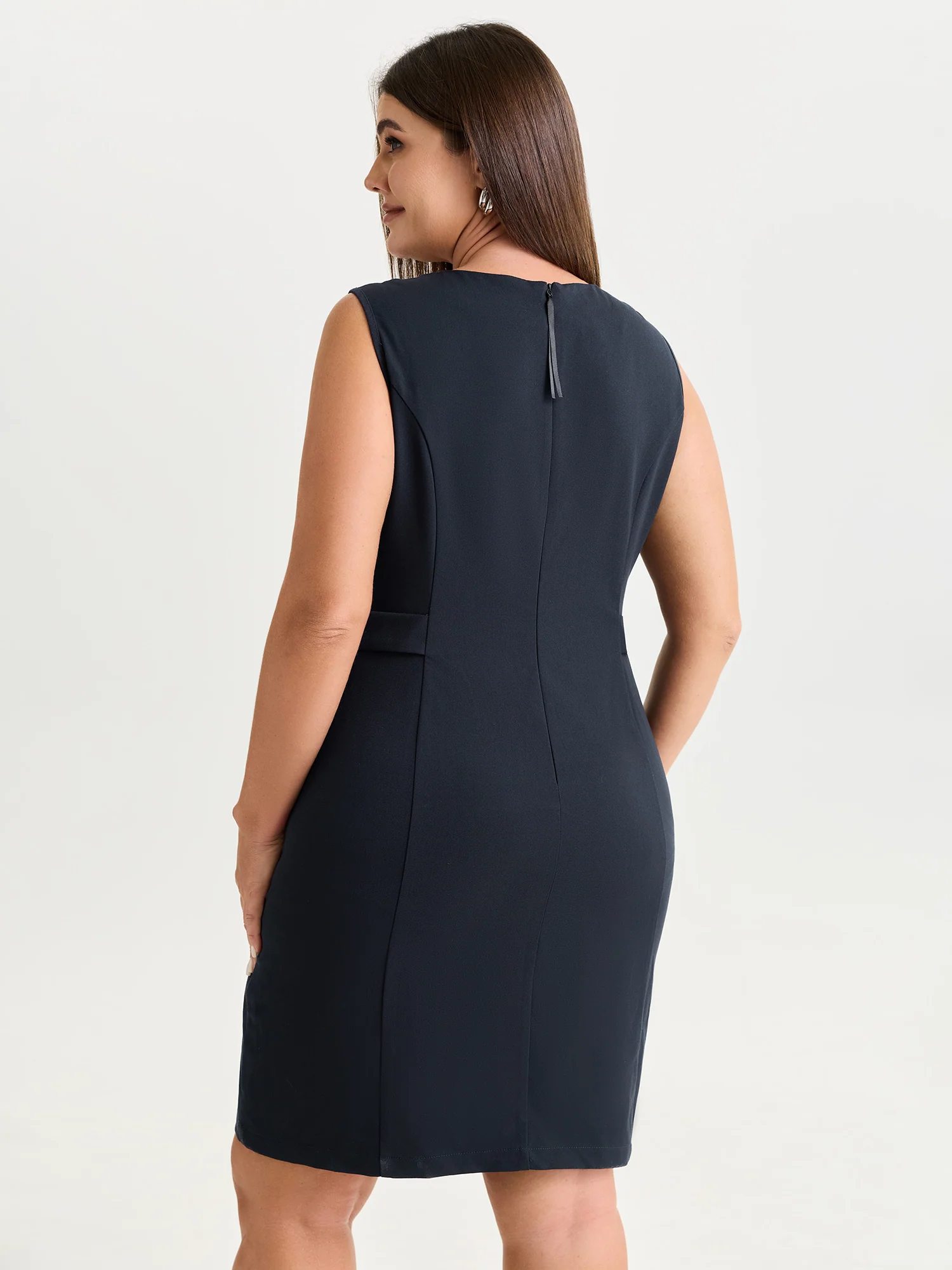 Split Neckline Waist-Defining Mini Dress - Image 5