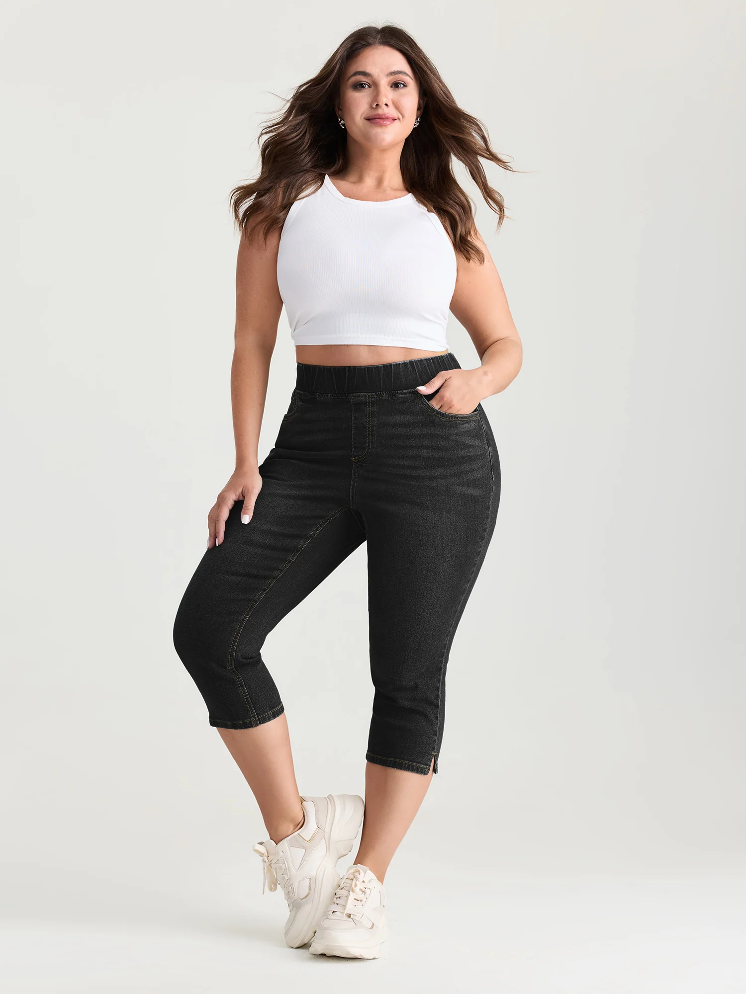 Pull-On Stretchy Waist Skinny-Fit Capri Jeans - Image 14