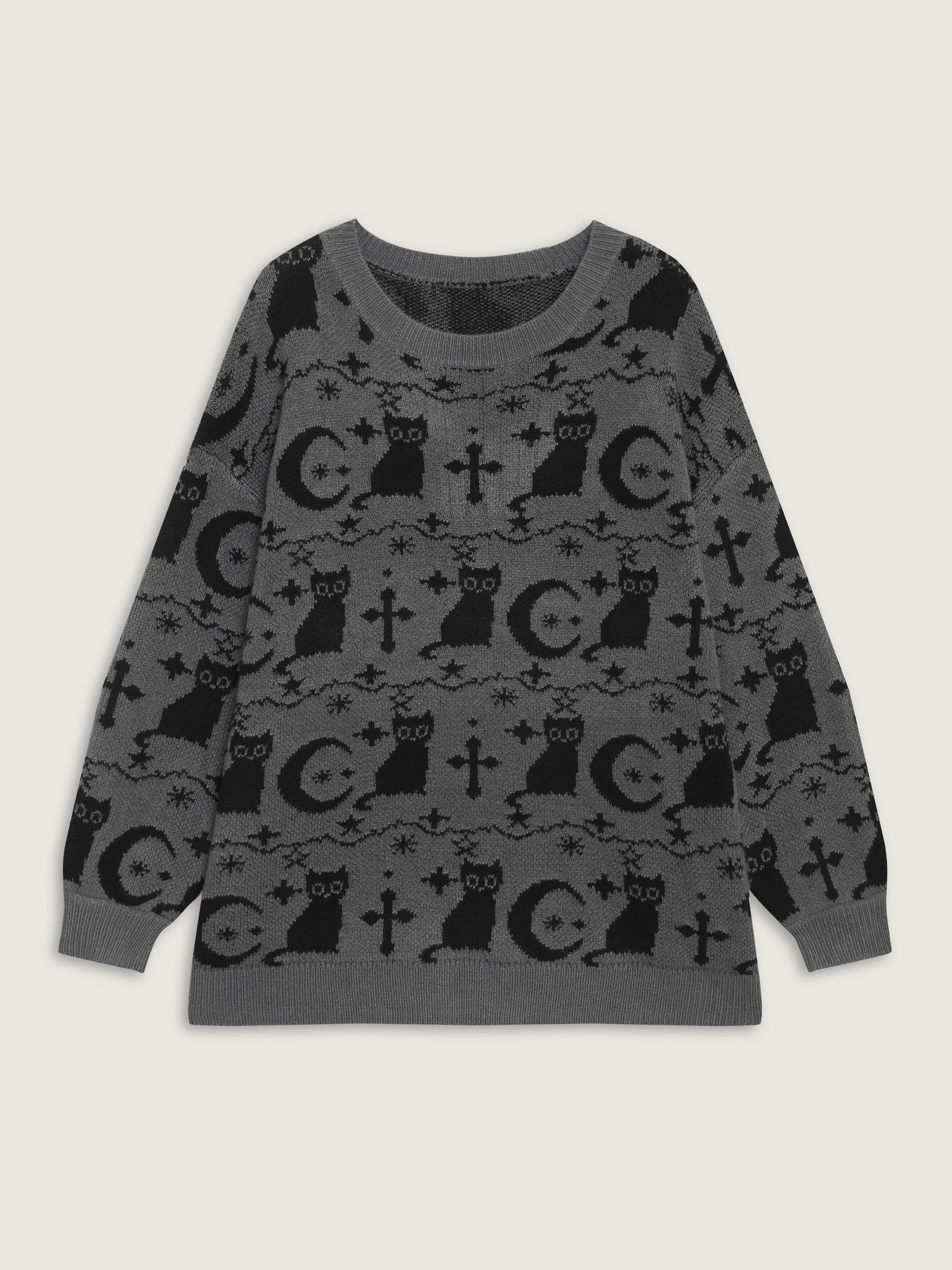Spooky Cat Puffy Sleeve Pullover - Image 7