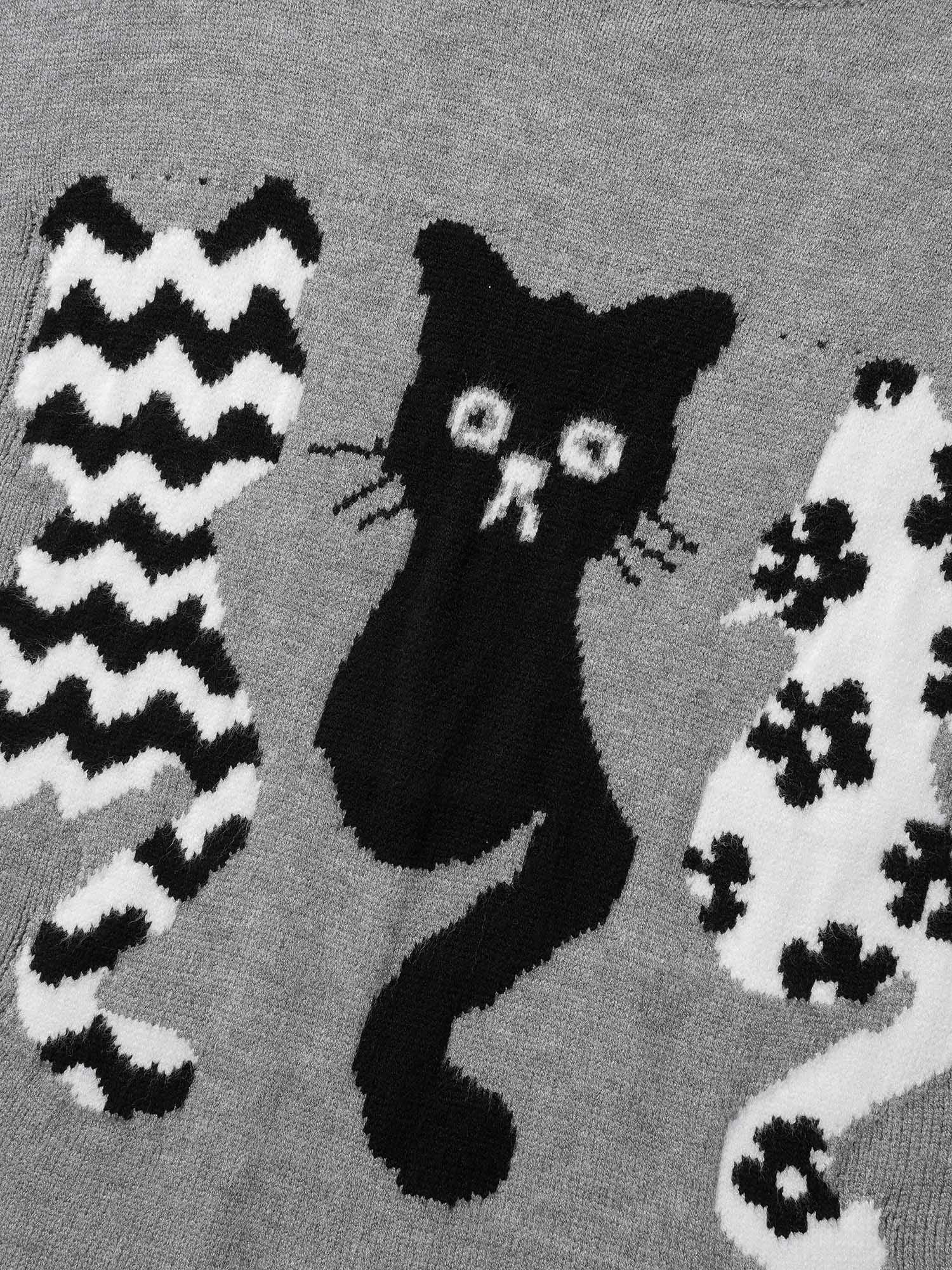 Spooky Cats Jacquard Pattern Pullover - Image 6