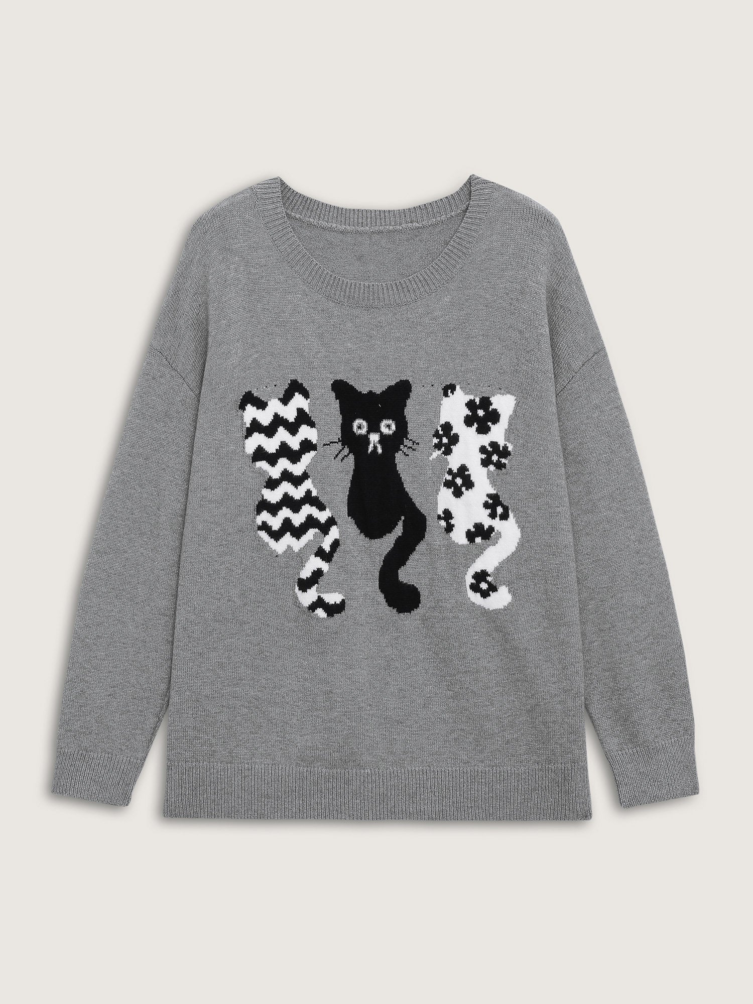 Spooky Cats Jacquard Pattern Pullover - Image 8