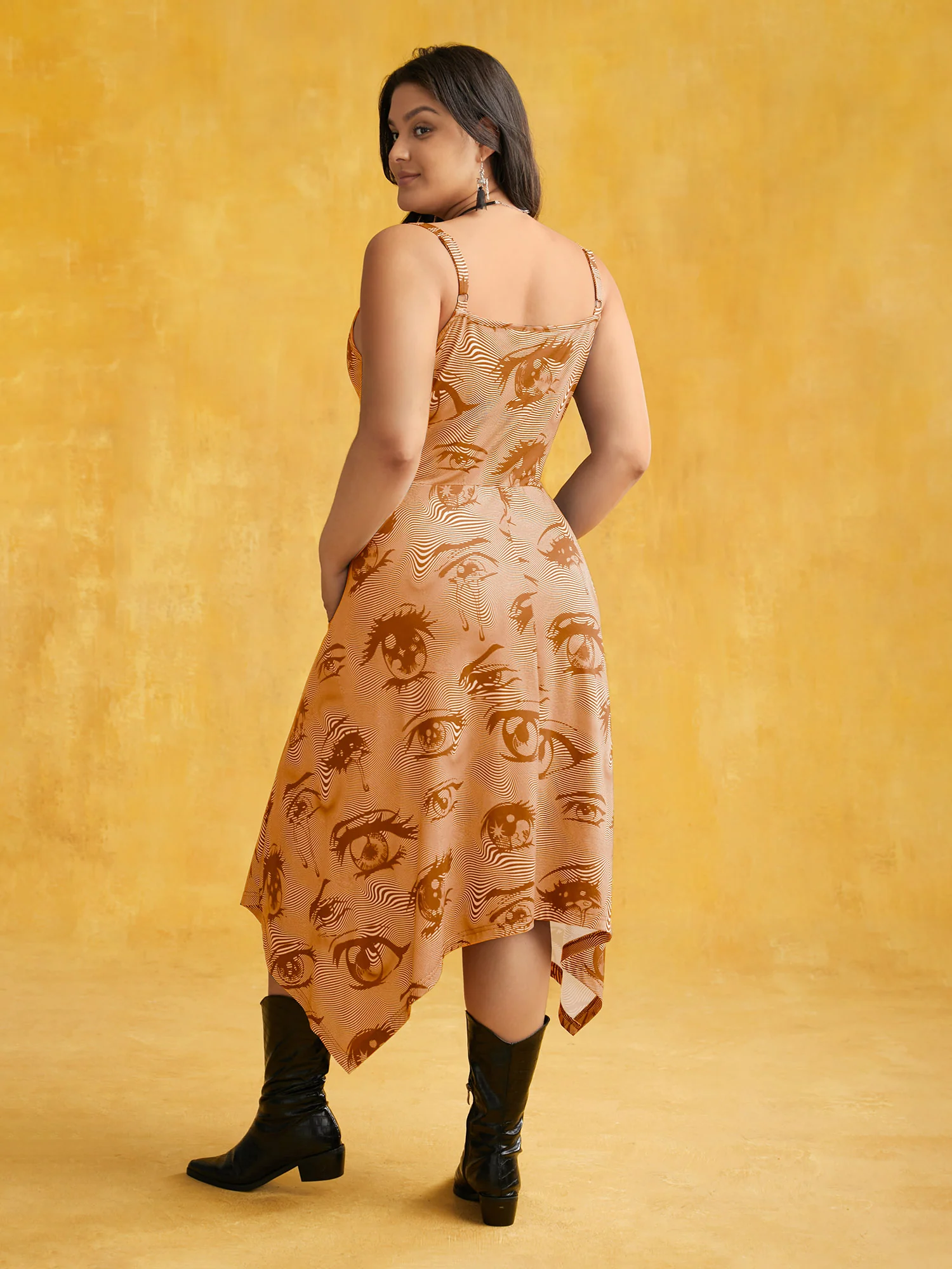 Spooky Eye Print Knit Cami Midi Dress - Image 4