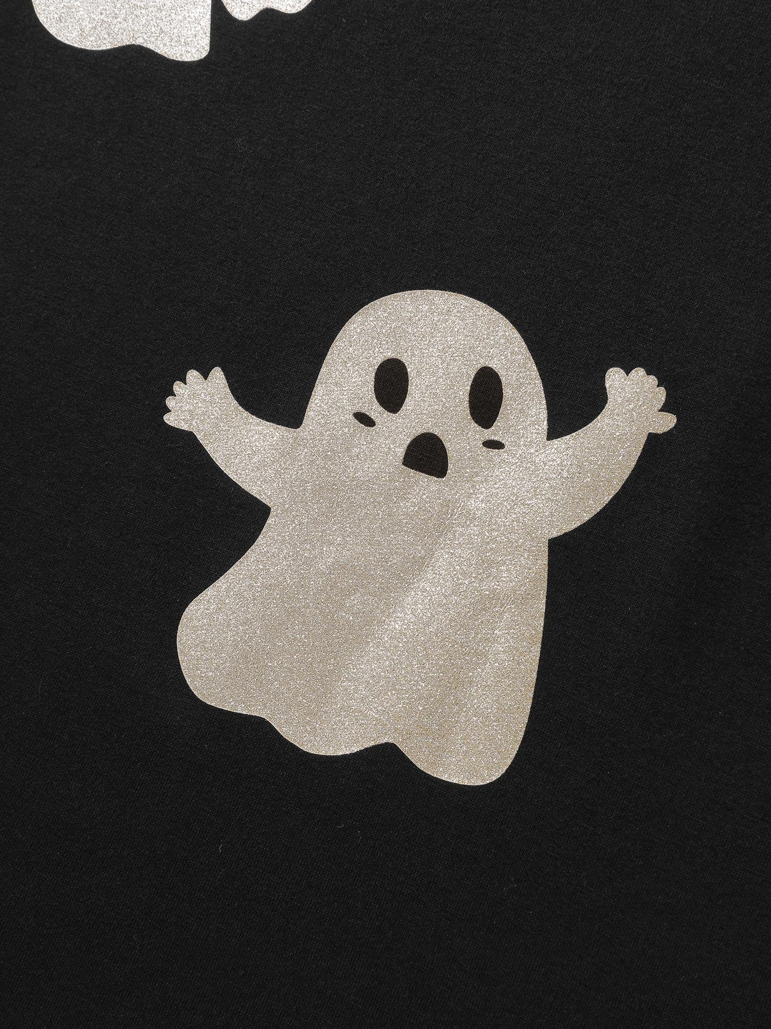 Spooky Ghost Print Solid Sweatshirt - Image 5