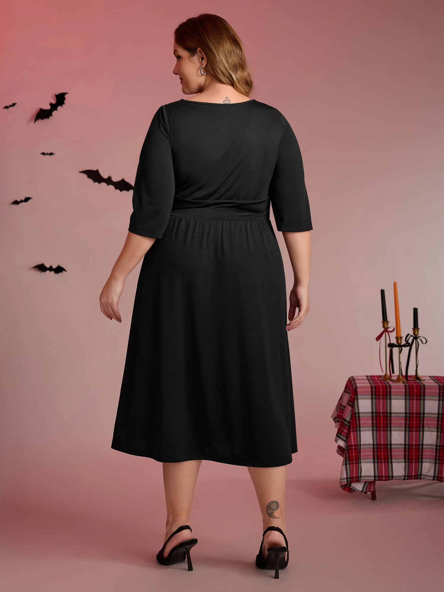 Spooky Mermaid Print Supersoft Cinched Midi Dress - Image 4