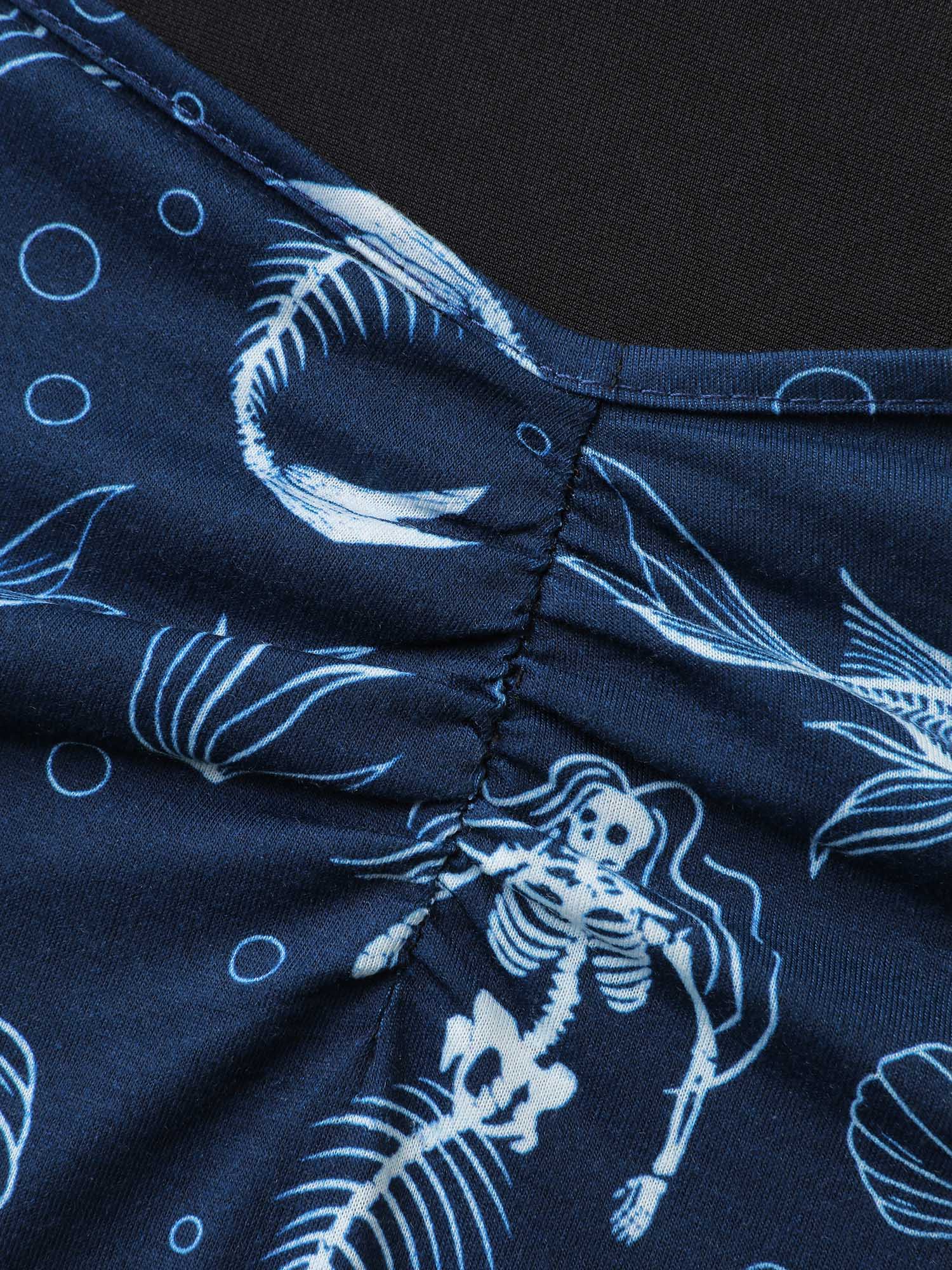 Spooky Mermaid Print Supersoft Cinched Midi Dress - Image 6