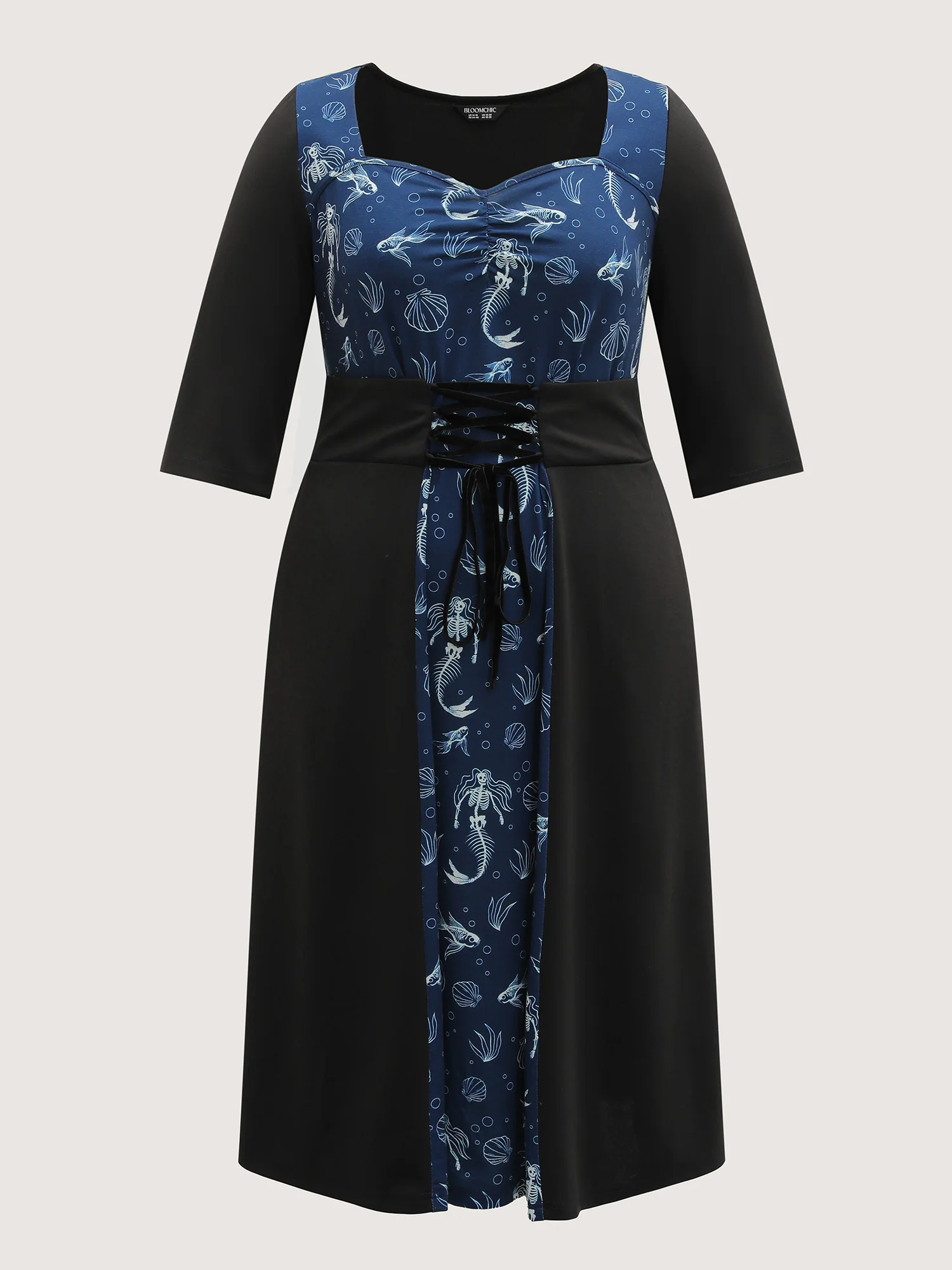 Spooky Mermaid Print Supersoft Cinched Midi Dress - Image 7