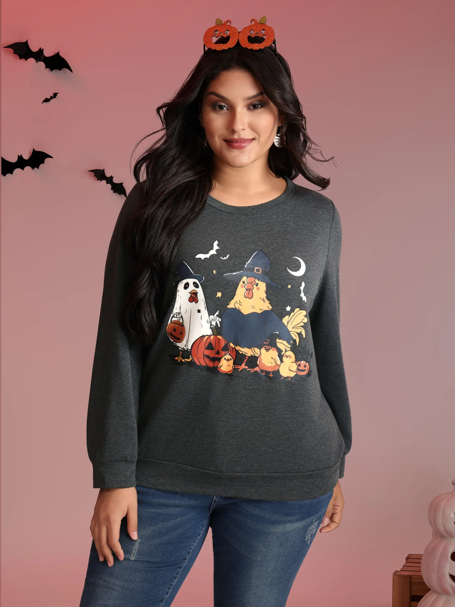 Spooky Midnight Halloween Print Sweatshirt - Image 2