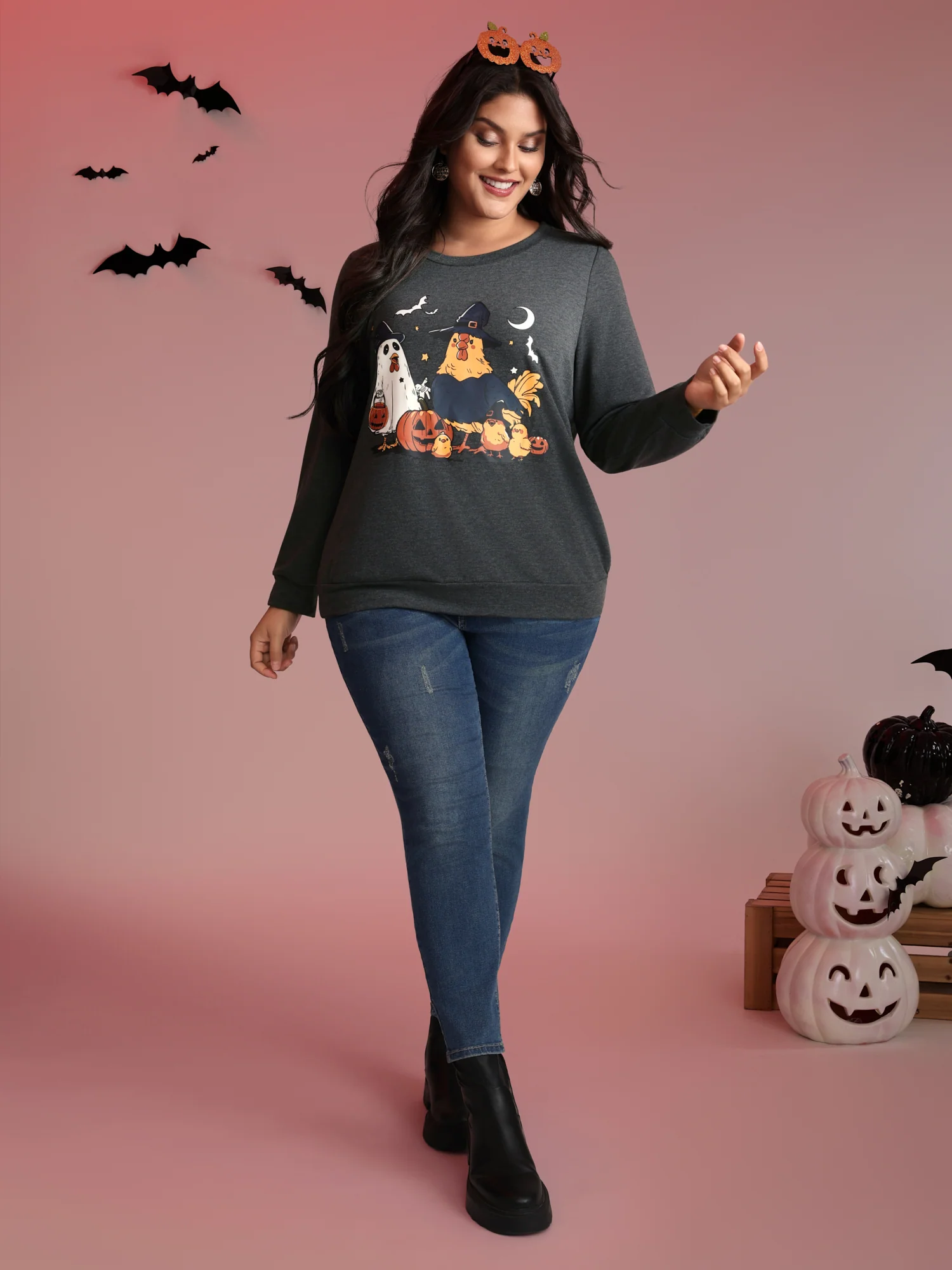 Spooky Midnight Halloween Print Sweatshirt - Image 3