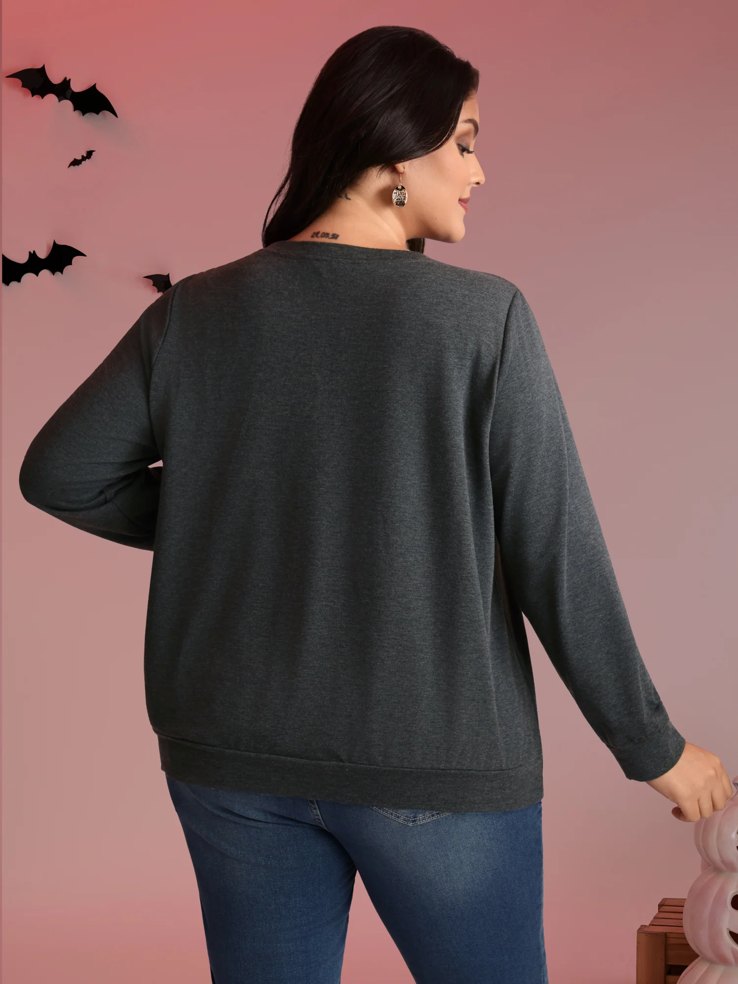 Spooky Midnight Halloween Print Sweatshirt - Image 4