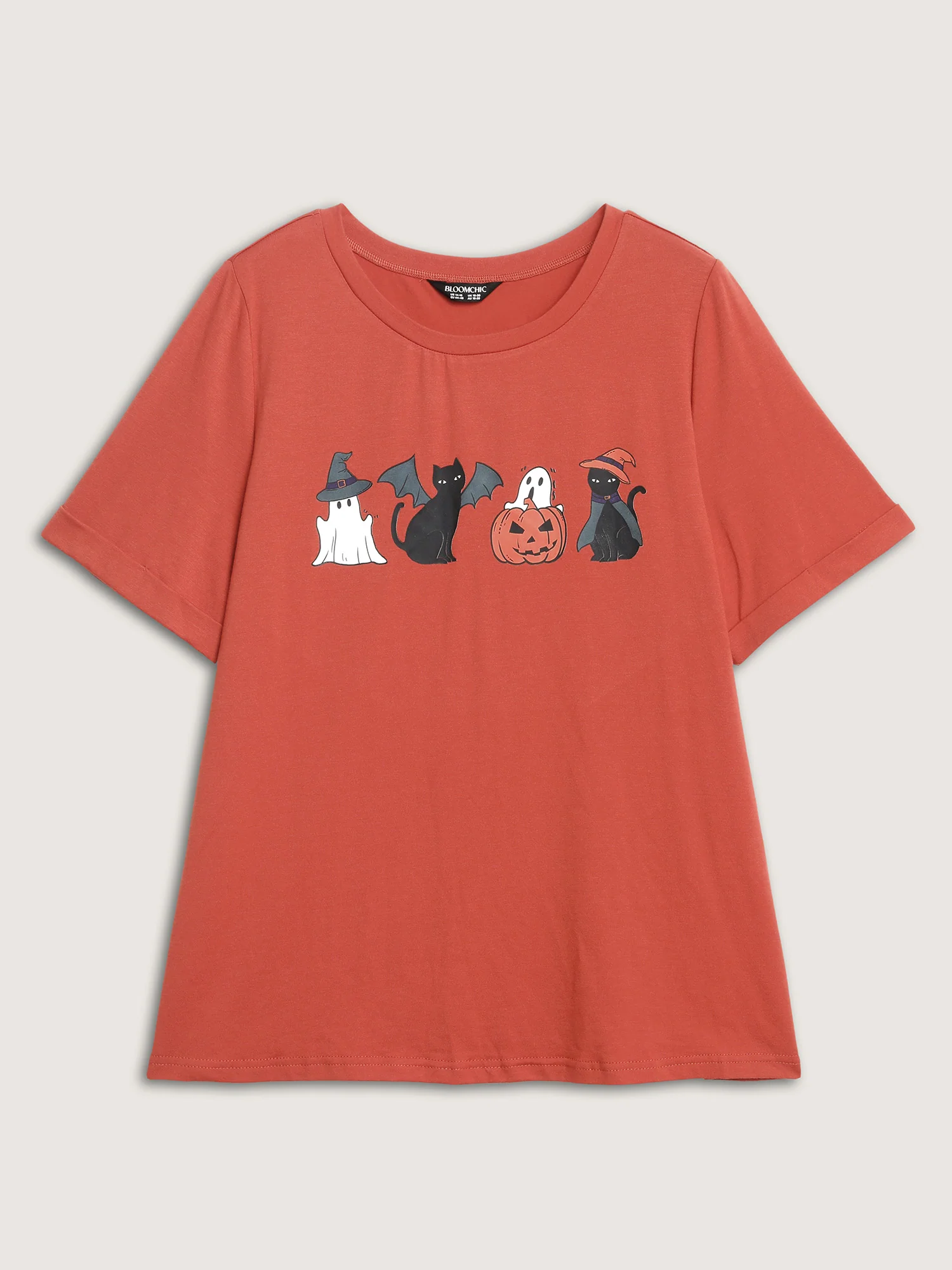 Spooky Print Round Neck T-Shirt - Image 5