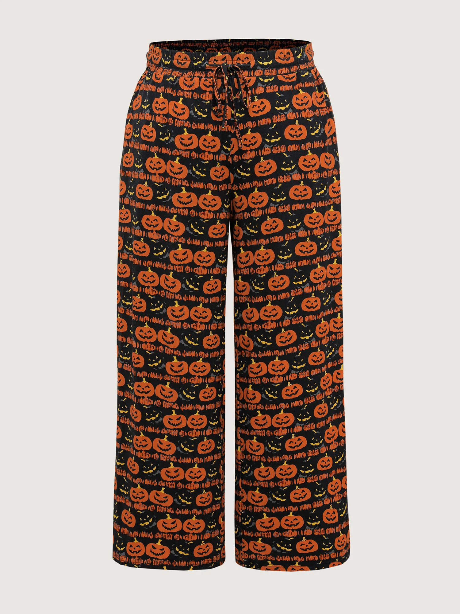 Spooky Pumpkin Elastic Waistband Wide-Leg Pants - Image 7