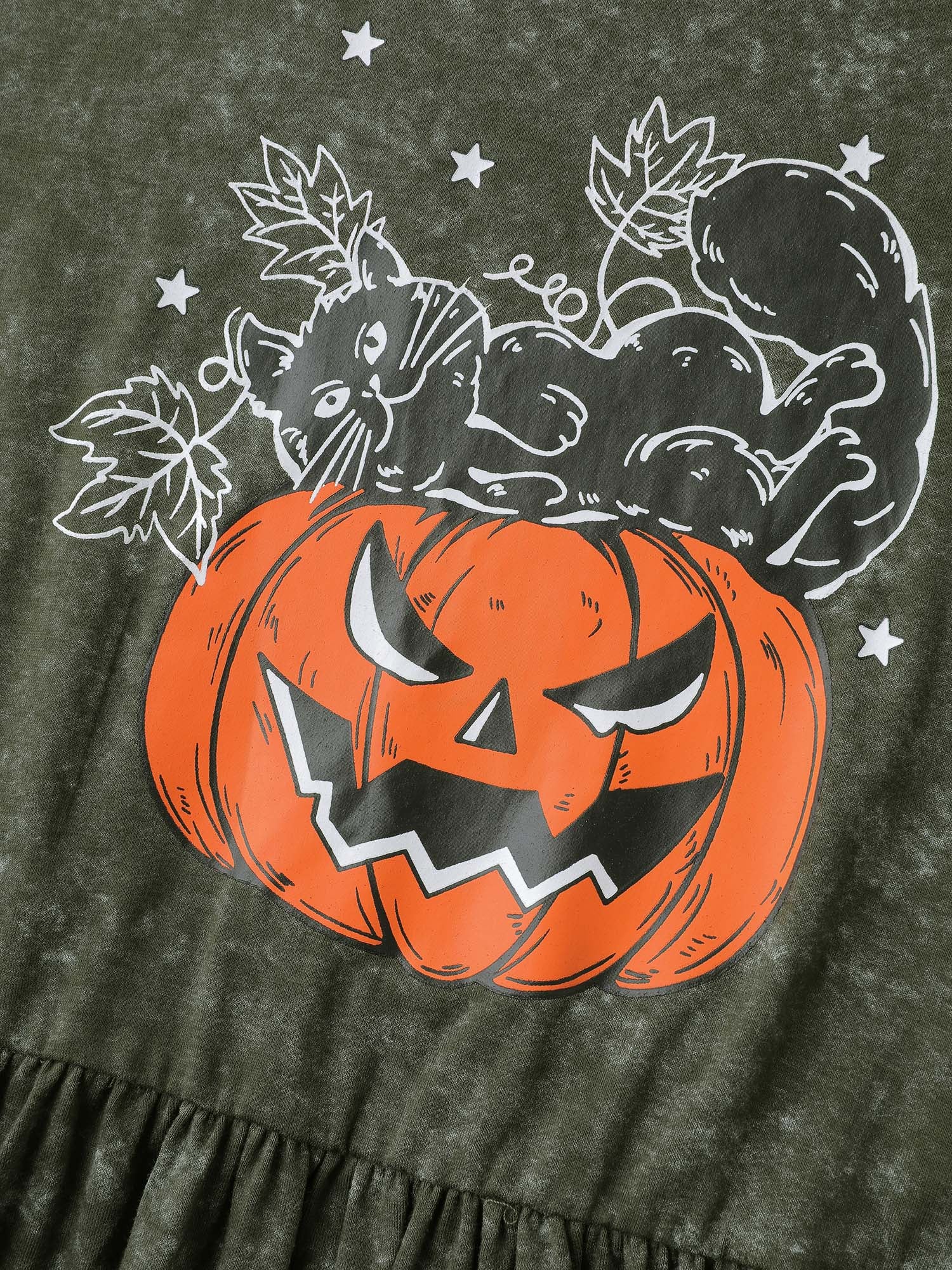 Spooky Pumpkin Motif Snowflake Effect Midi Dress - Image 6