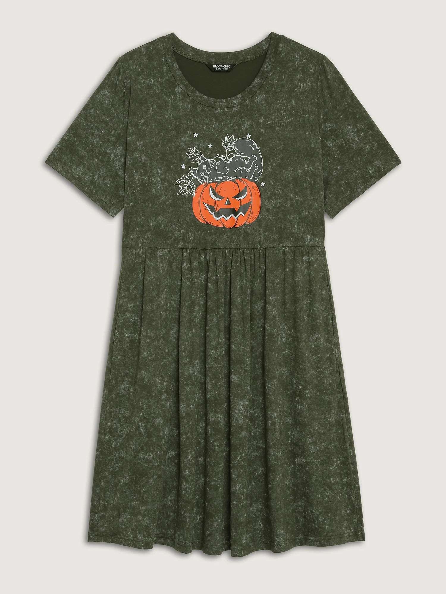 Spooky Pumpkin Motif Snowflake Effect Midi Dress - Image 7