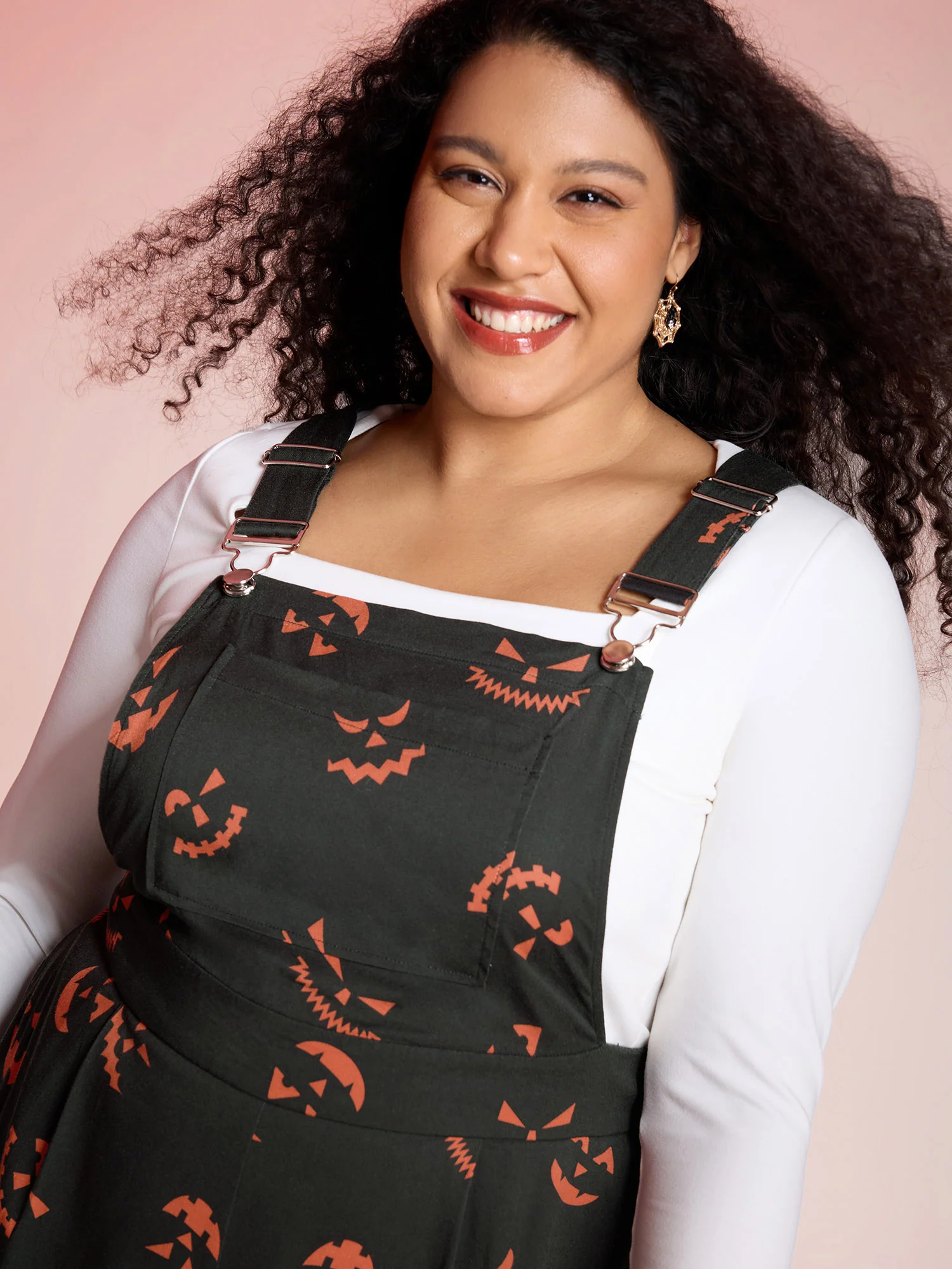 Spooky Pumpkin Pattern Overall Jumpsuit - Image 2