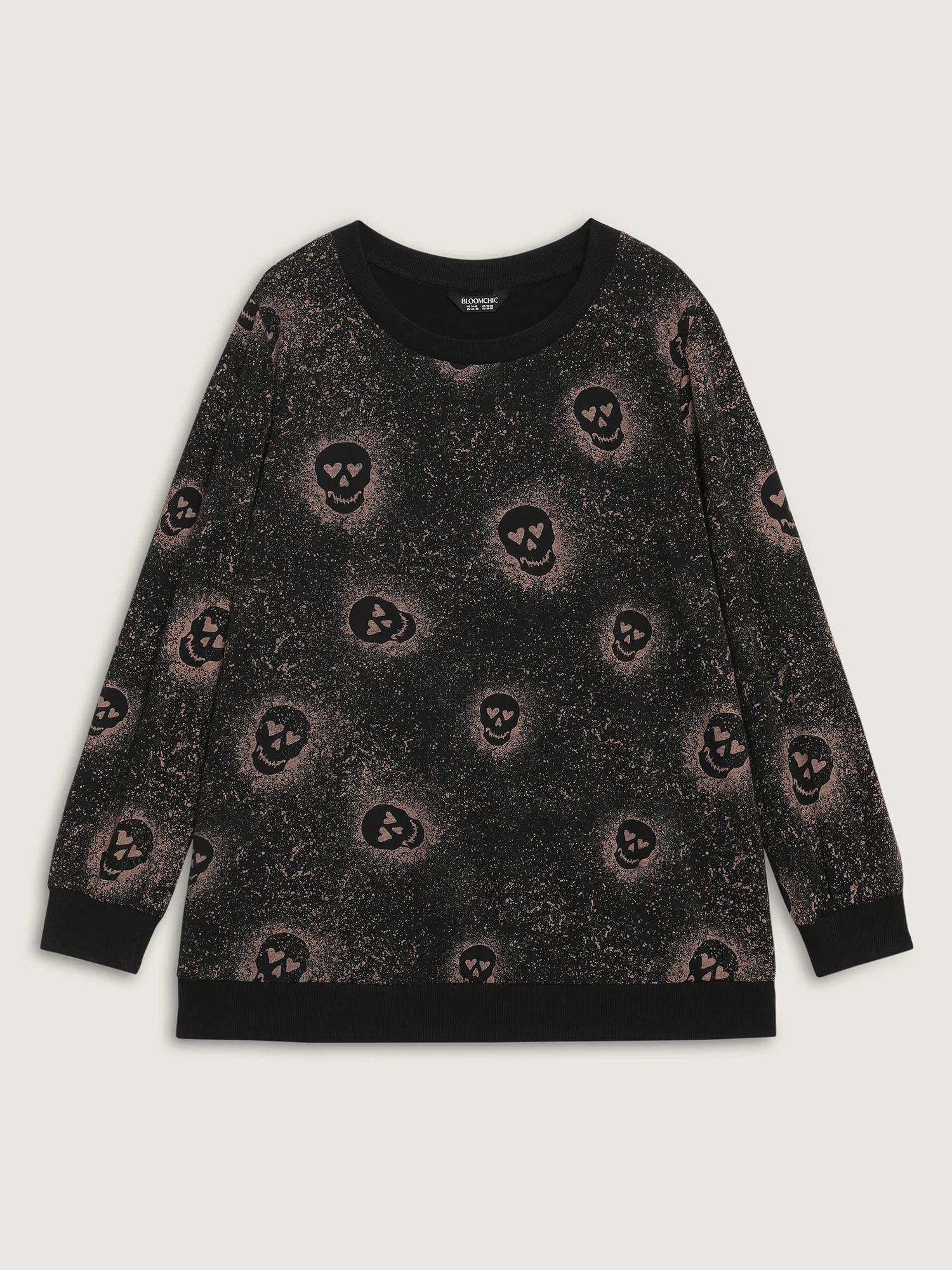 Spooky Skull Print Ribbed Hem Sweatshirt - Image 7