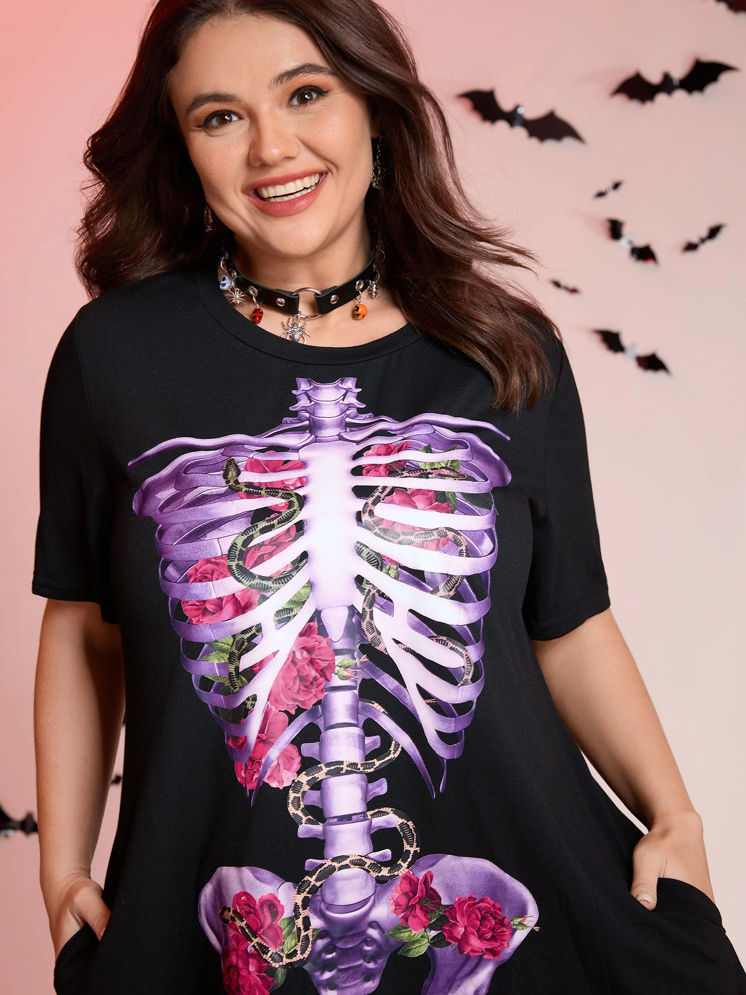 Spooky Skull Supersoft Tunic Mini Dress - Image 4