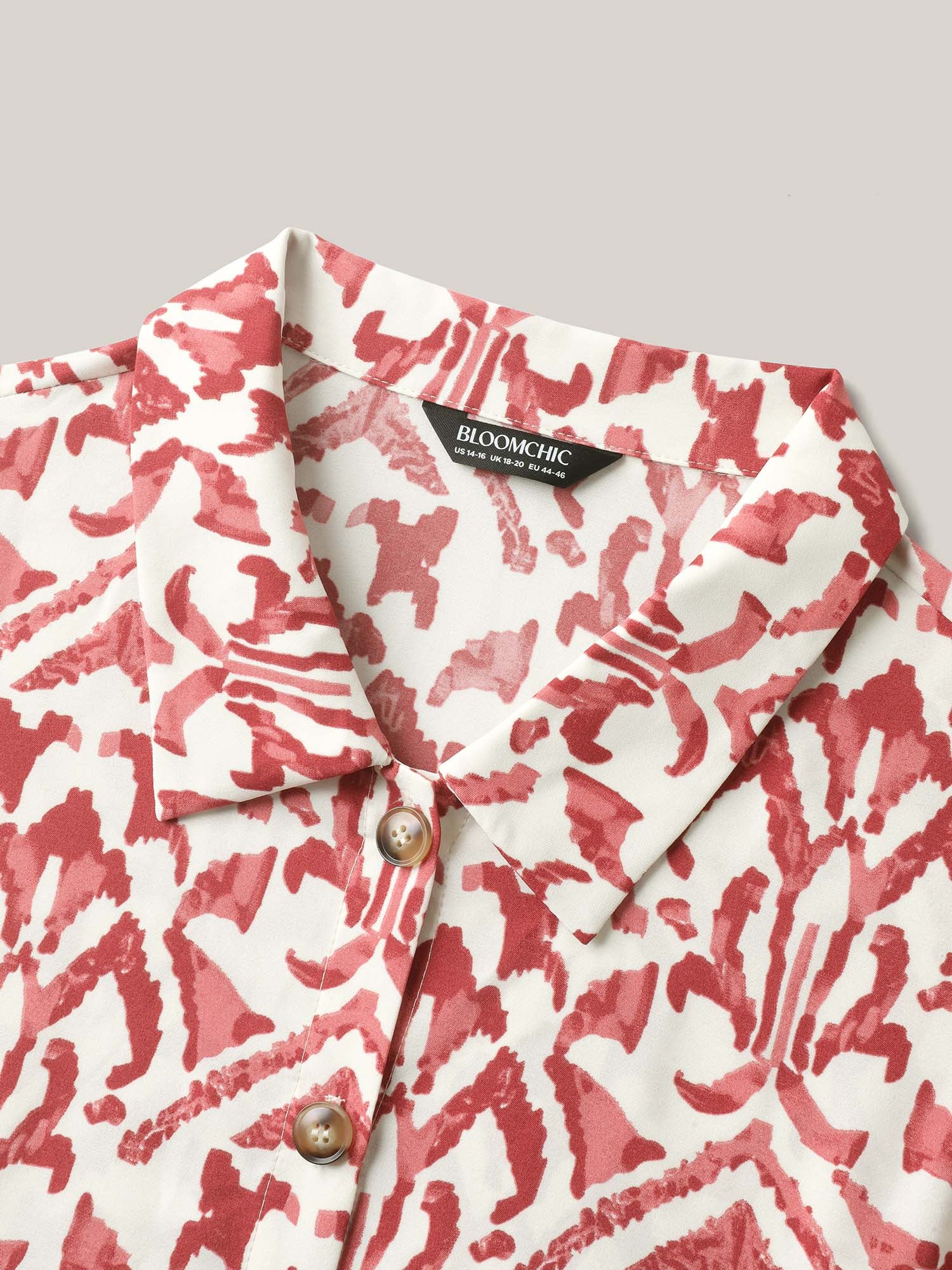 Spring Abstract Print Shirt Collar Midi Dress - Image 6