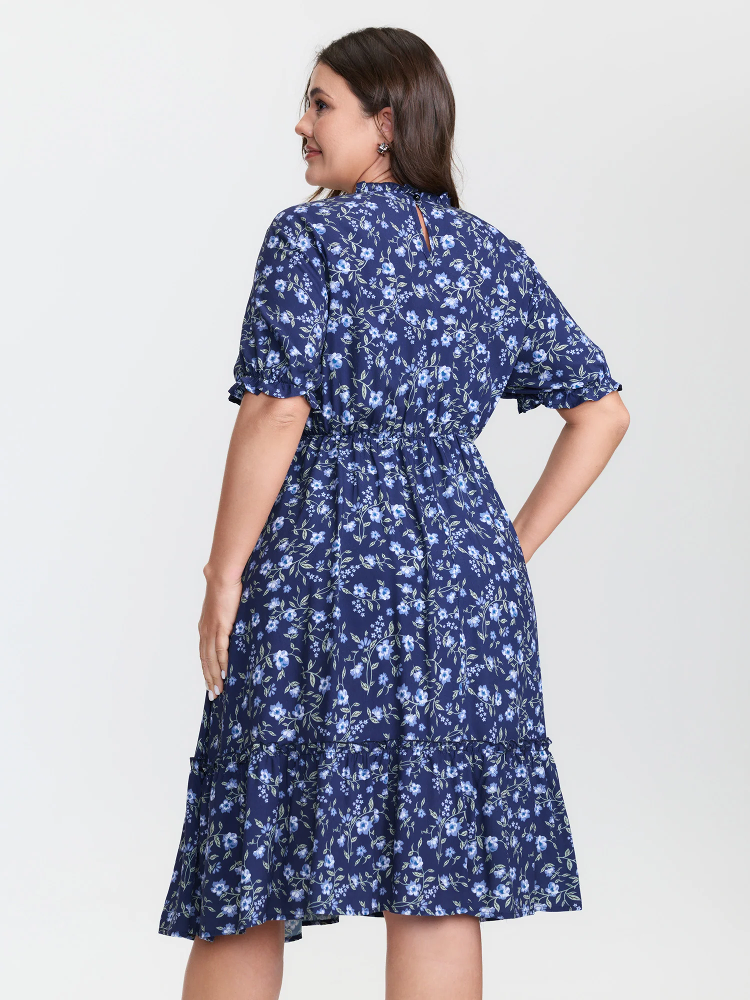 Spring Floral Print Pockets Midi Dress - Image 4