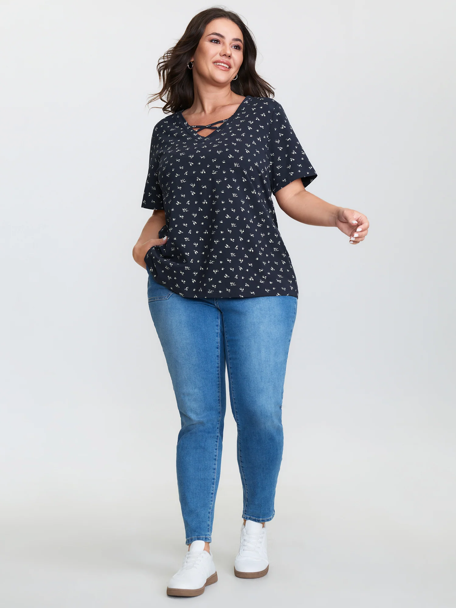 Cotton Spring Things Neckline Cut-Out T-Shirt - Image 2