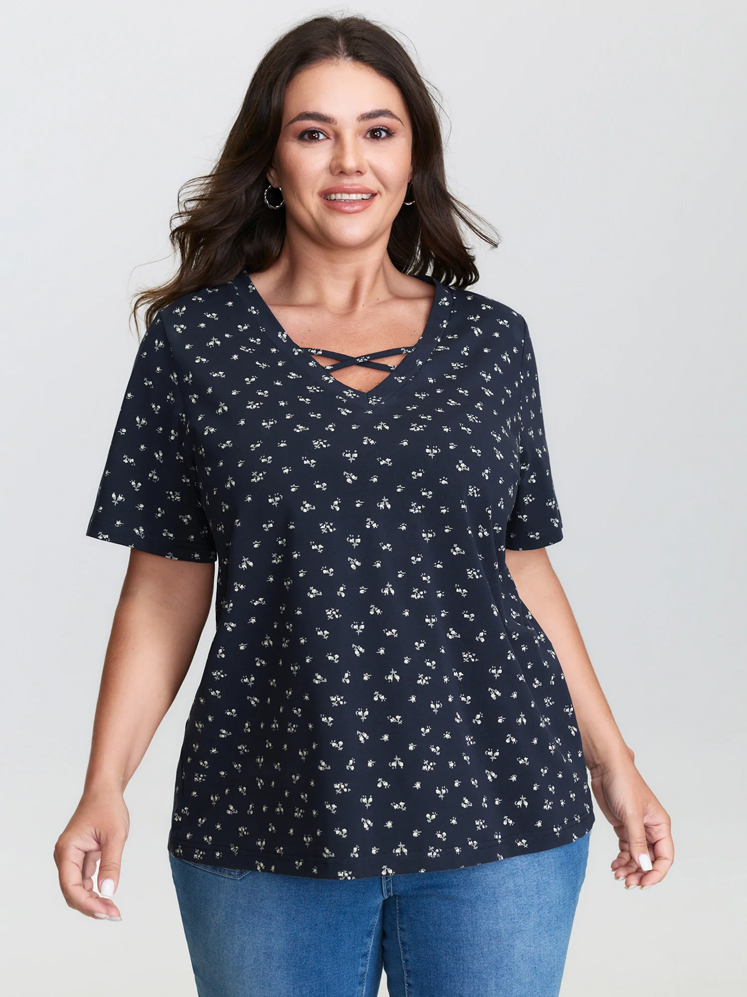 Cotton Spring Things Neckline Cut-Out T-Shirt - Image 3
