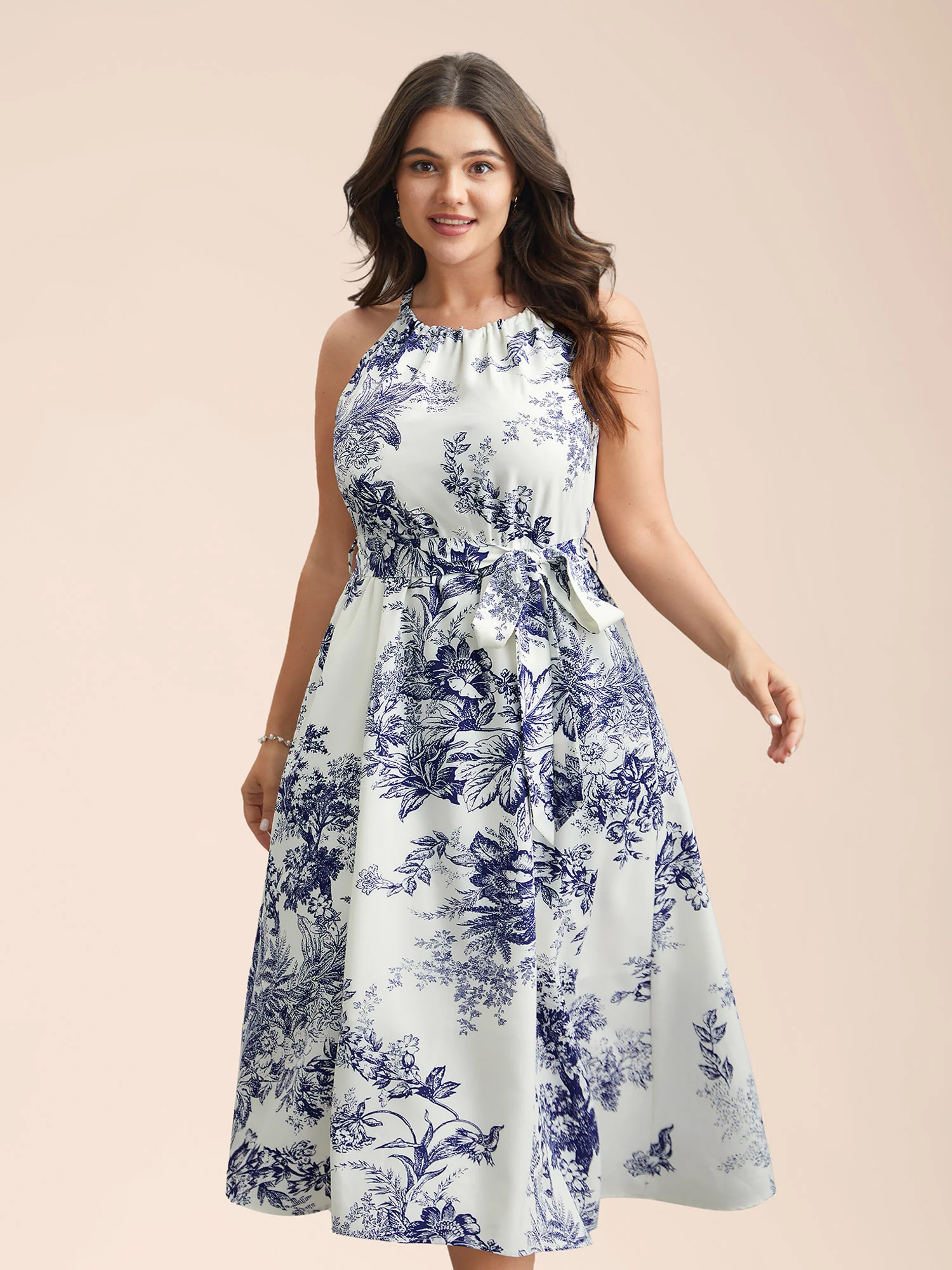Spring Time Florals Sleeveless Midi Dress - Image 4