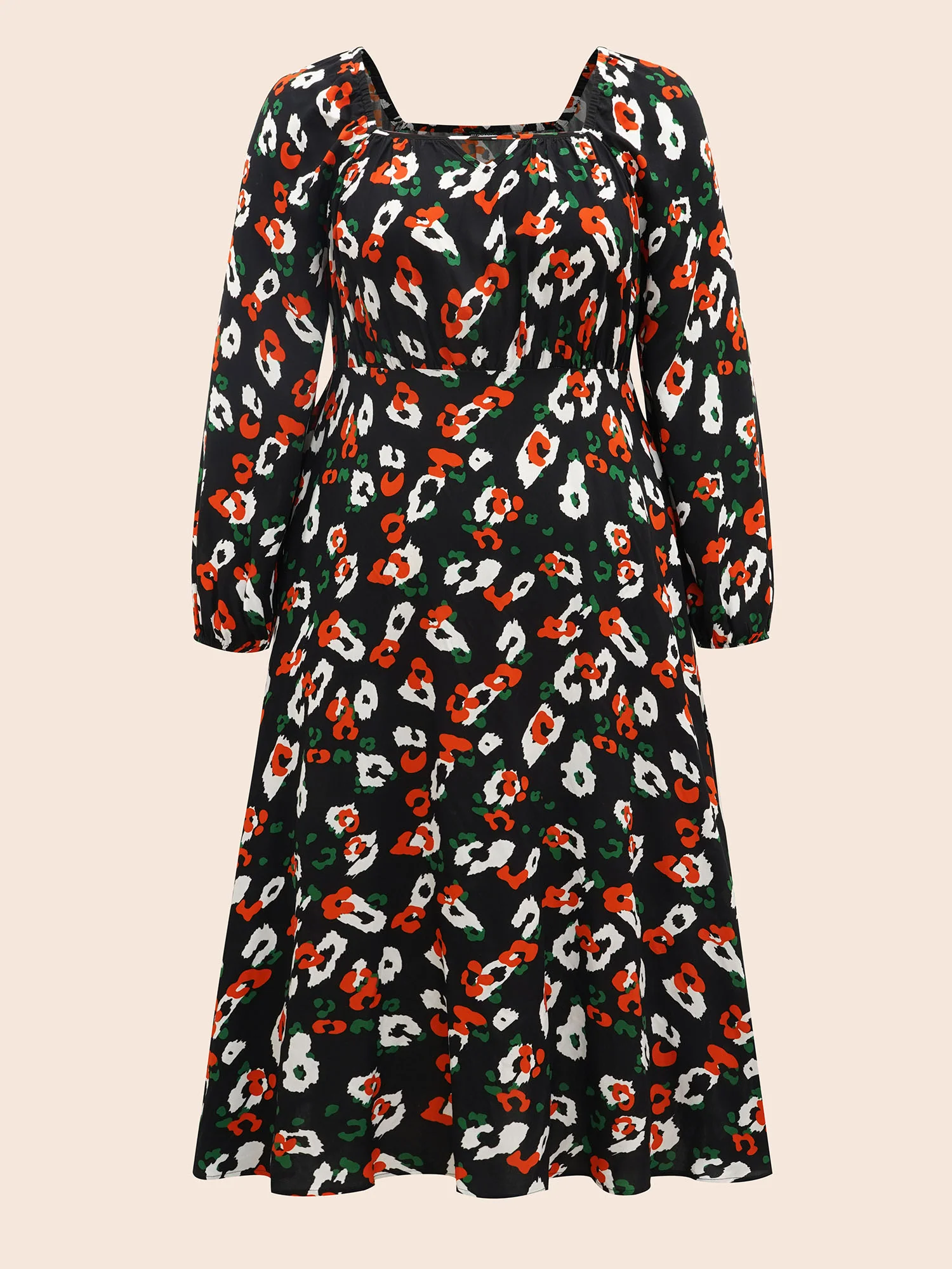 Square Neck Animal Print Keyhole Dress - Image 7