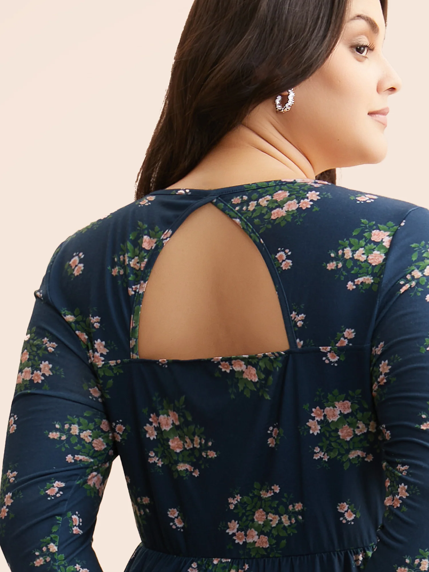 Square Neck Floral Cut Out Dress - Image 2
