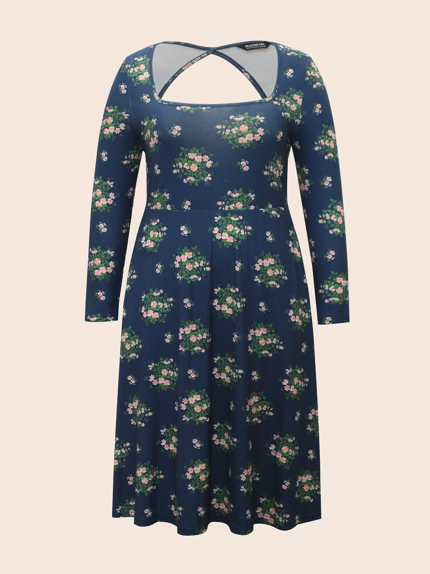 Square Neck Floral Cut Out Dress - Image 6