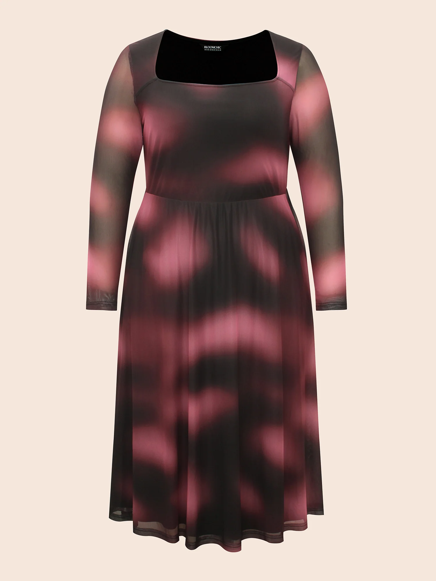 Square Neck Gradient Dyeing Mesh Dress - Image 7