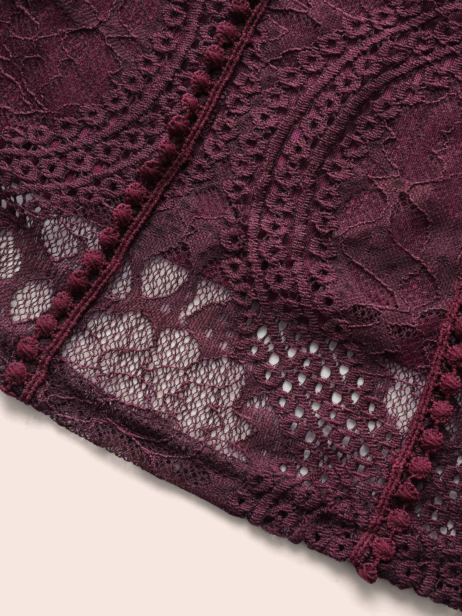 Square Neck Lace Panel Gathered Jumpsuit - Image 6