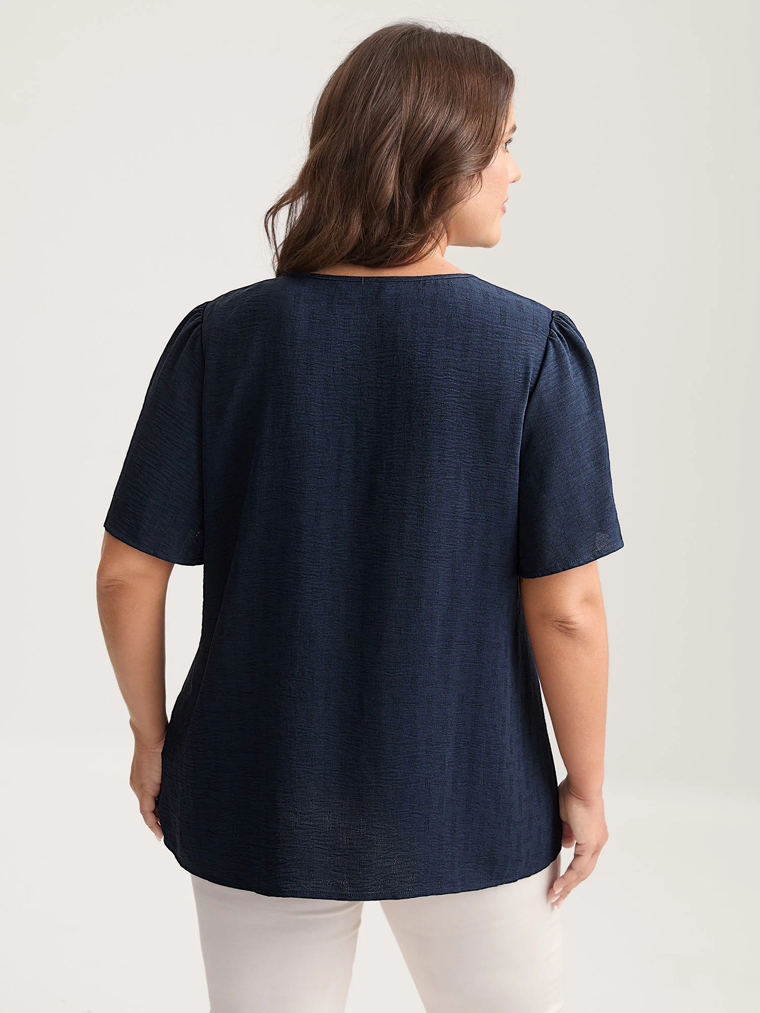 Square Neck Lace Pleated Blouse - Image 4