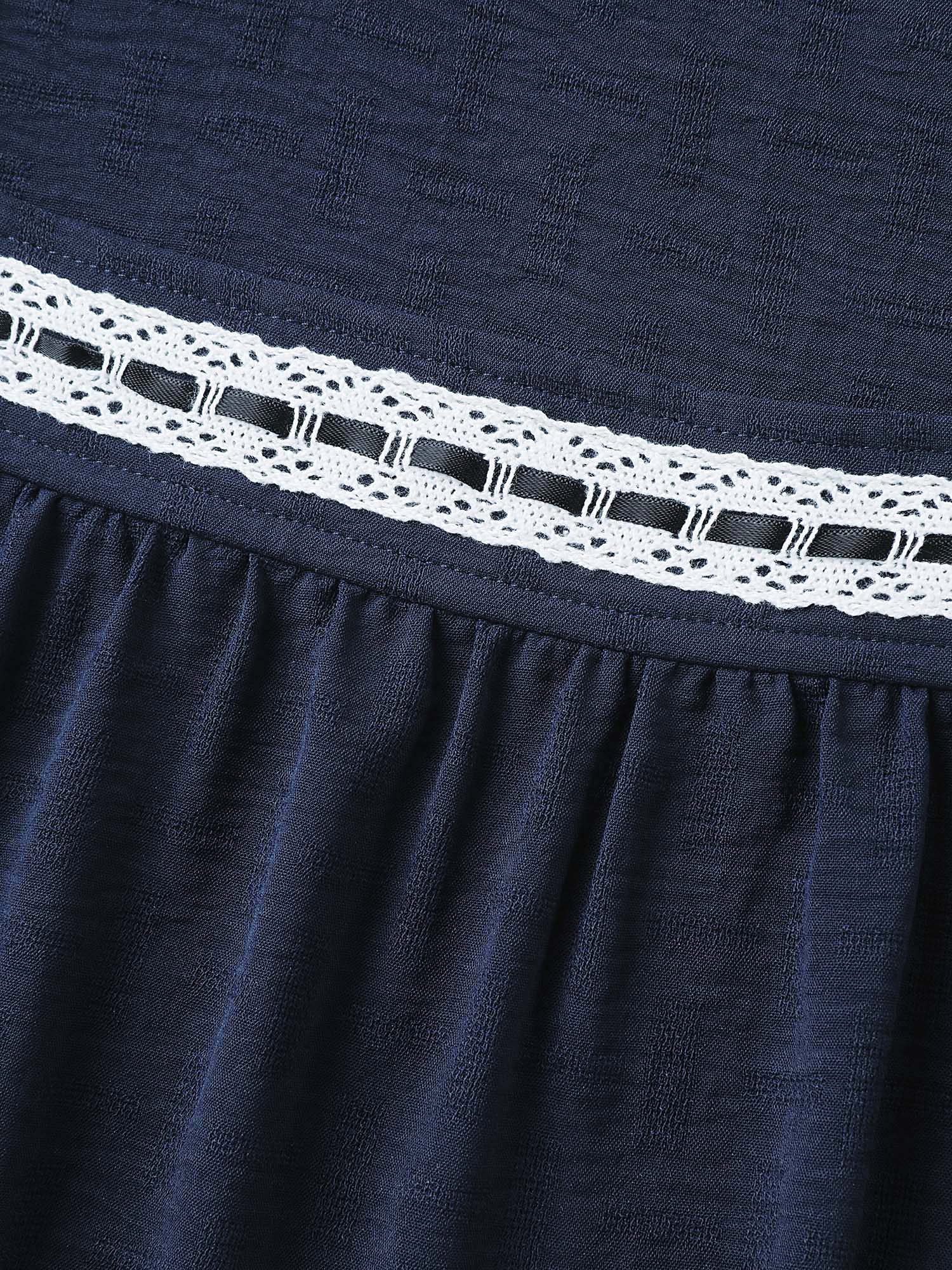 Square Neck Lace Pleated Blouse - Image 5