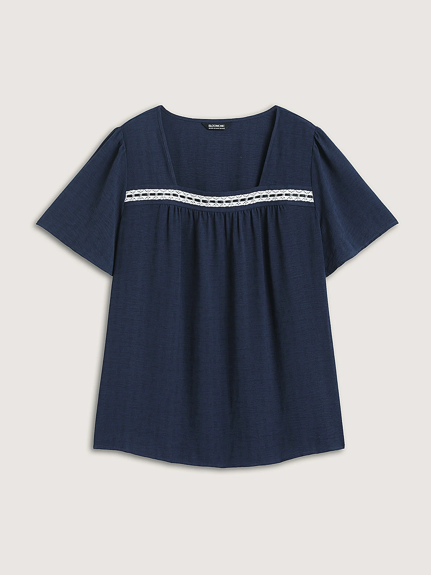Square Neck Lace Pleated Blouse - Image 6