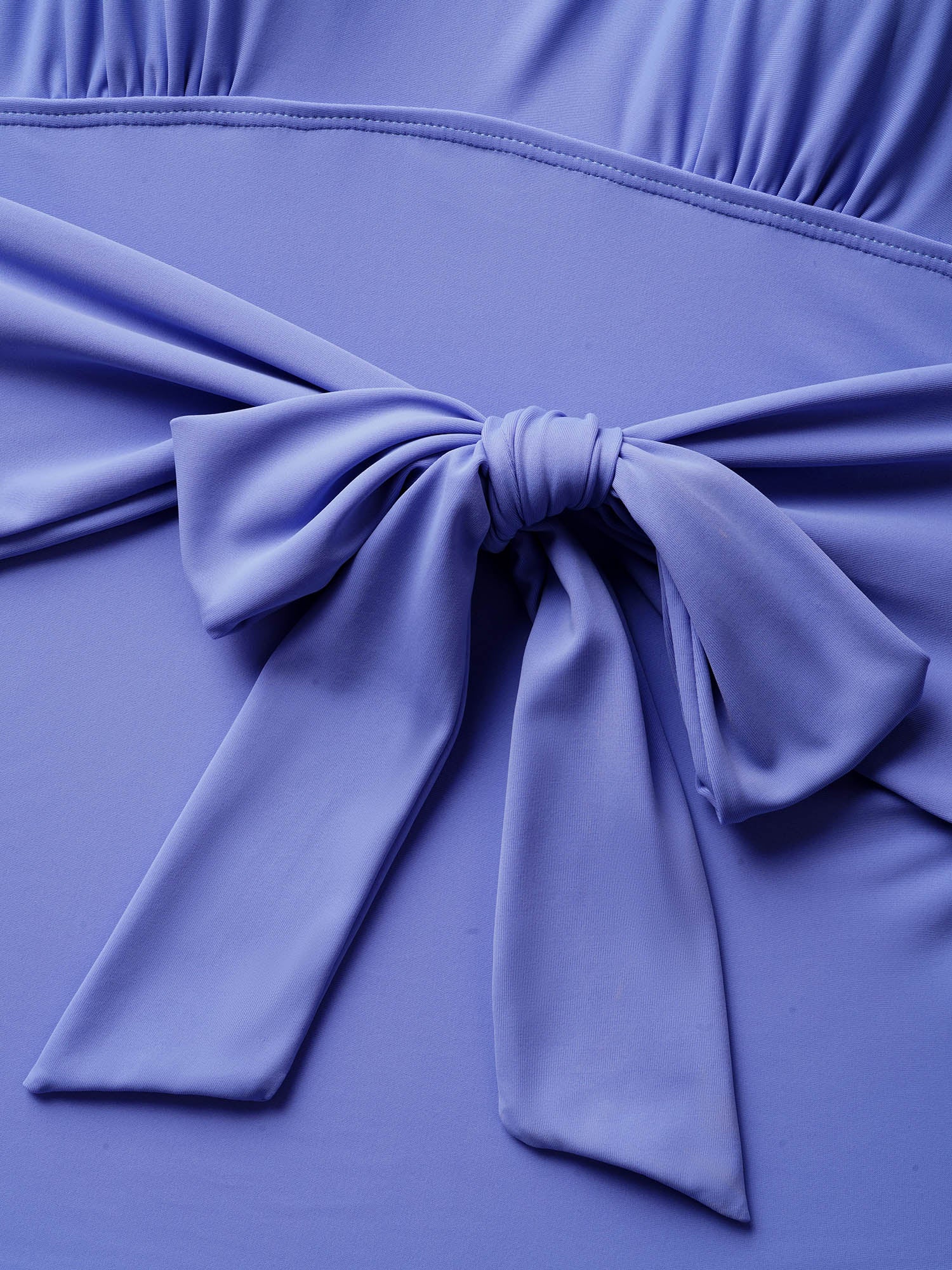 Square Neck Tie Knot Gathered One Piece Swimsuit - Image 5