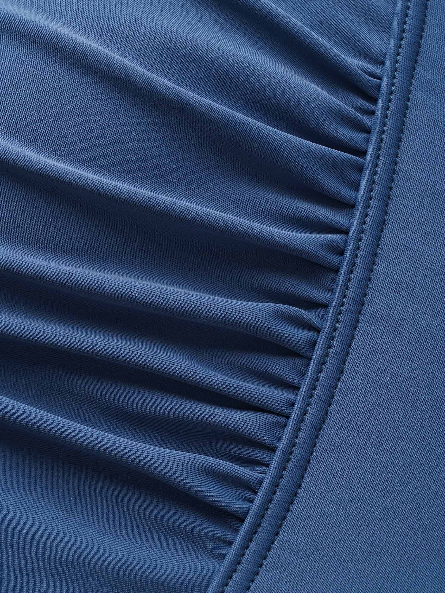 Square Neck Ruched Back Crisscross Swim Top - Image 5