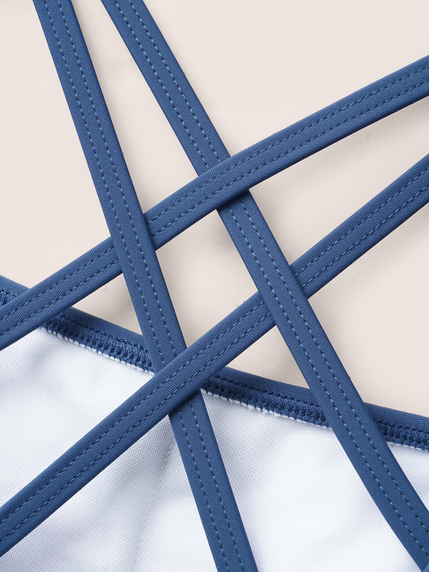 Square Neck Ruched Back Crisscross Swim Top - Image 6