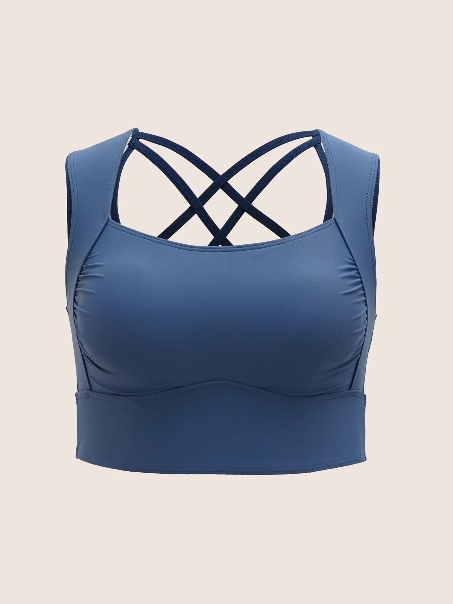 Square Neck Ruched Back Crisscross Swim Top - Image 7