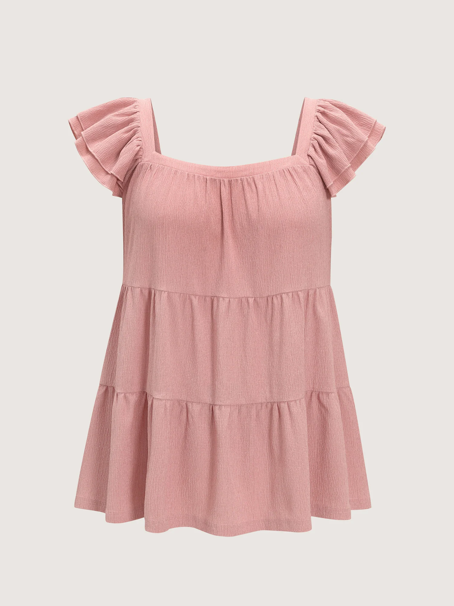 Square Neck Ruffle Sleeve Layered Top - Image 6