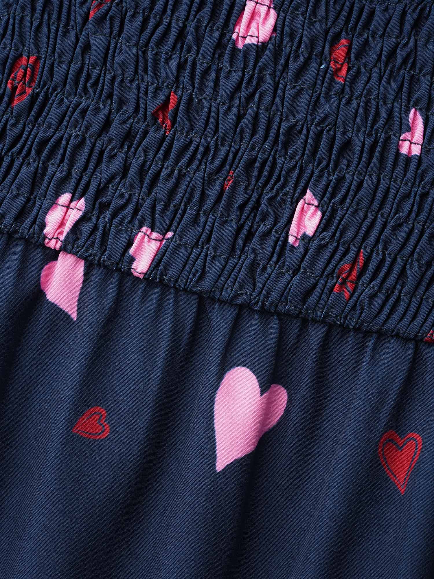 Square Neck Shirred Hearts Midi Dress - Image 6