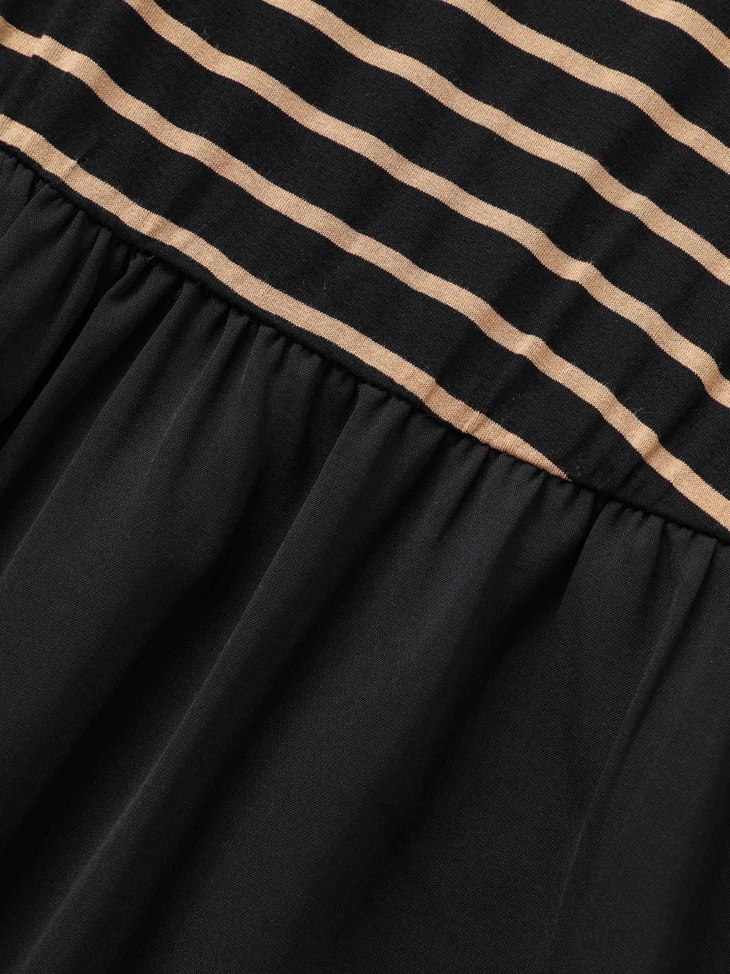 Square Neck Striped Patchwork Midi Dress - Image 6
