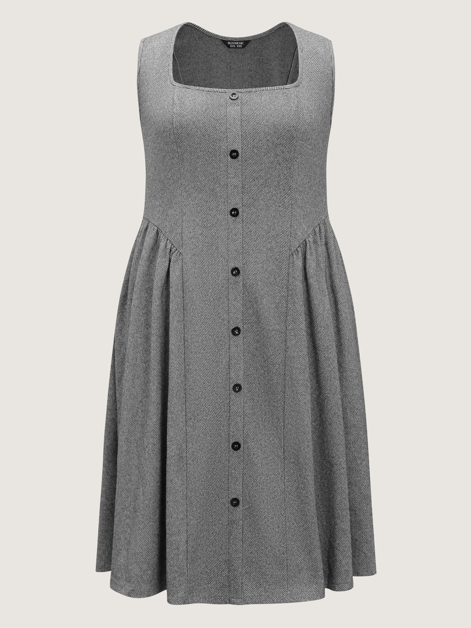 Square Neckline Textured Pleated Midi Dress - Image 7
