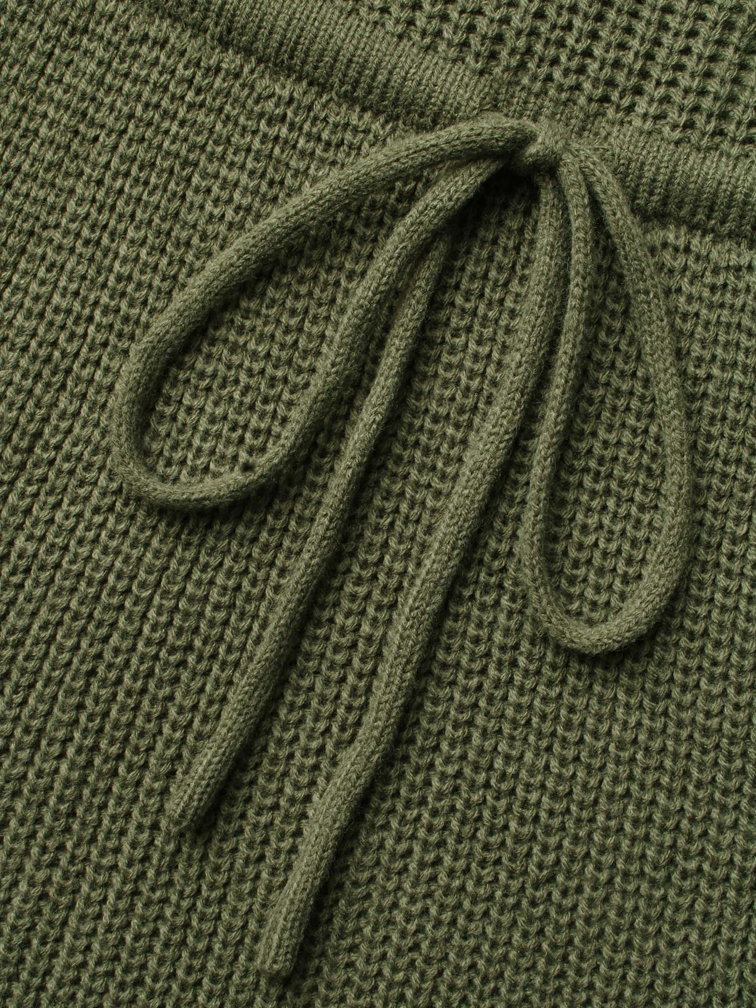 Square Neckline Waist-Tie Midi Sweater Dress - Image 6