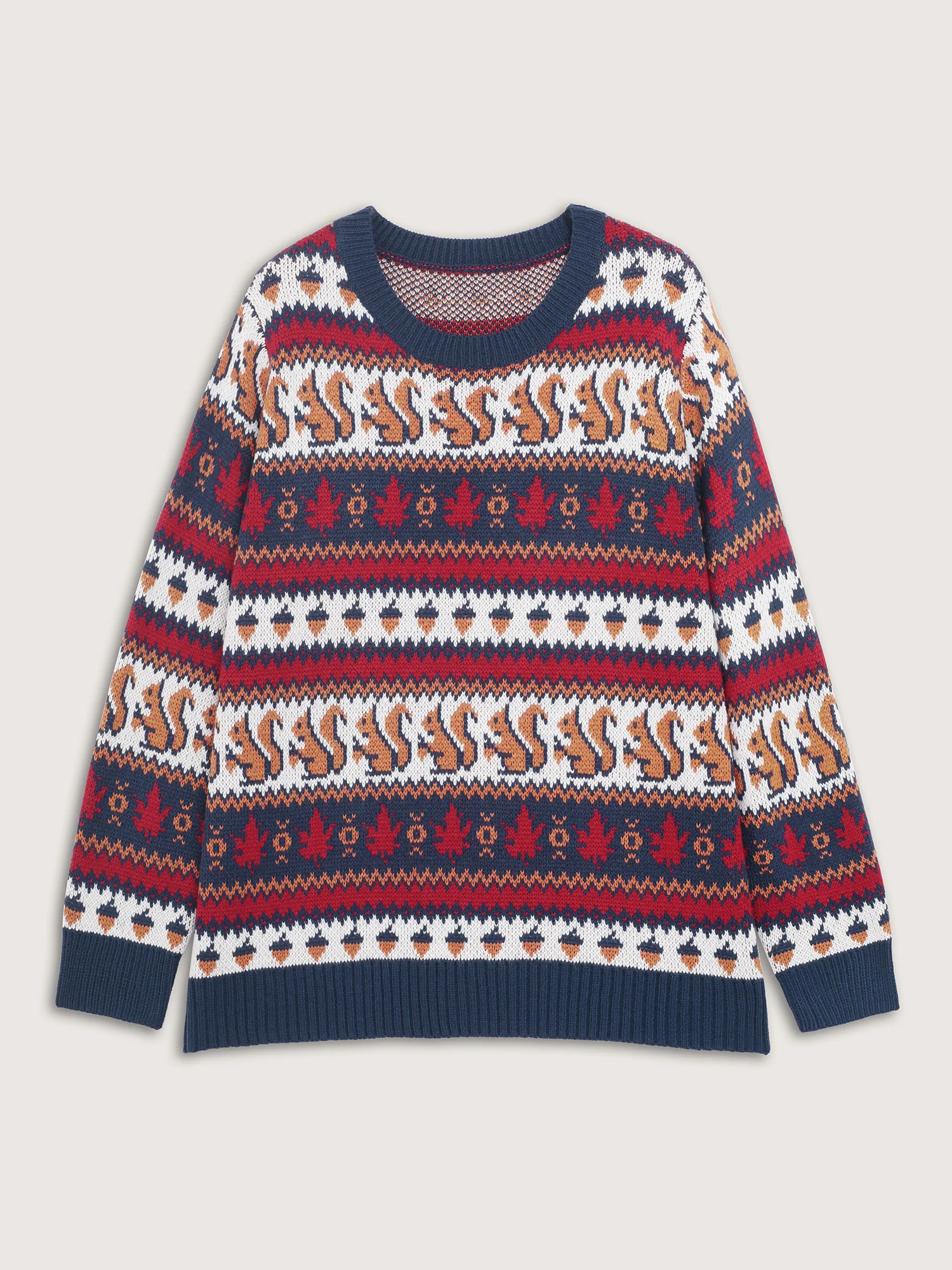 Squirrel Fall Print Jacquard Pullover - Image 7