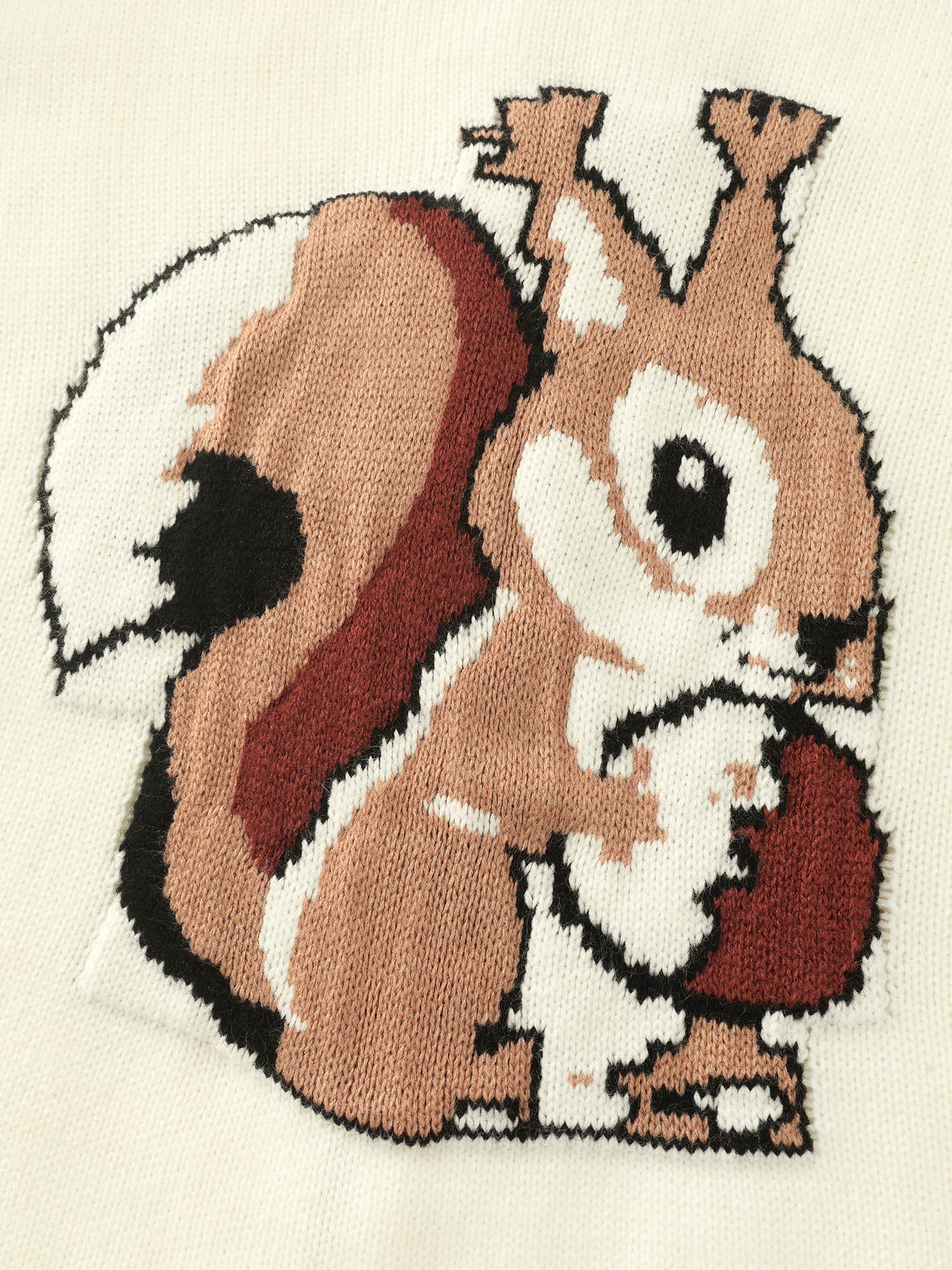 Squirrel Pattern Jacquard Textured Knit Cardigan - Image 5