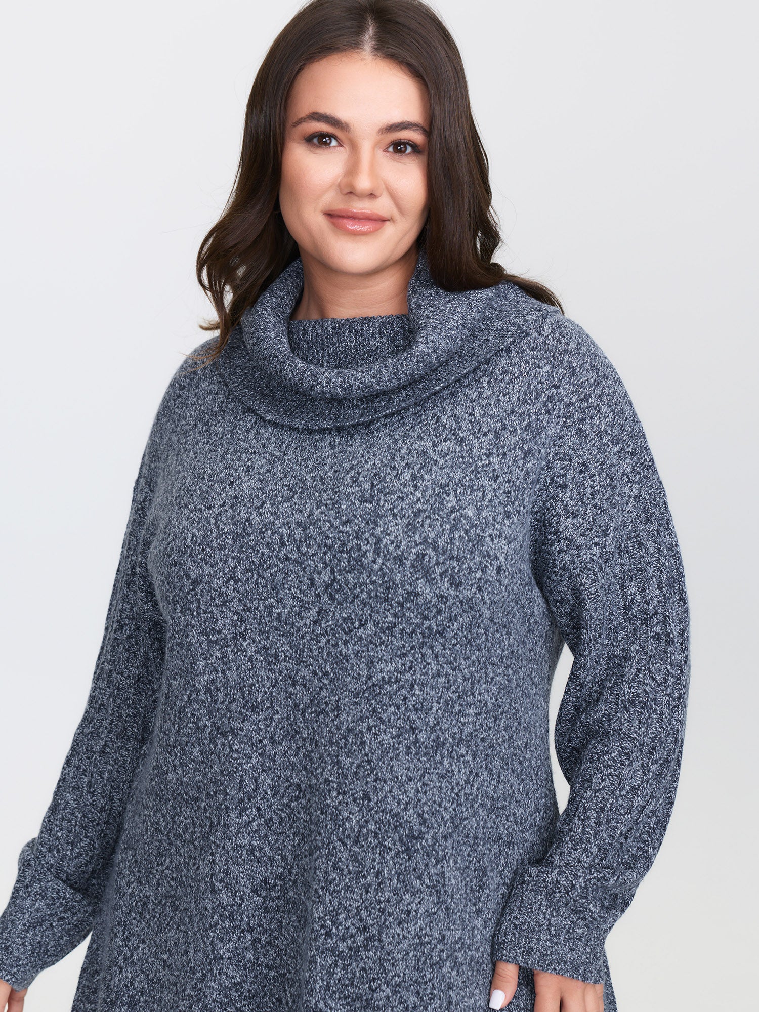 Stacked Turtleneck High-Low Hem Pullover - Image 3