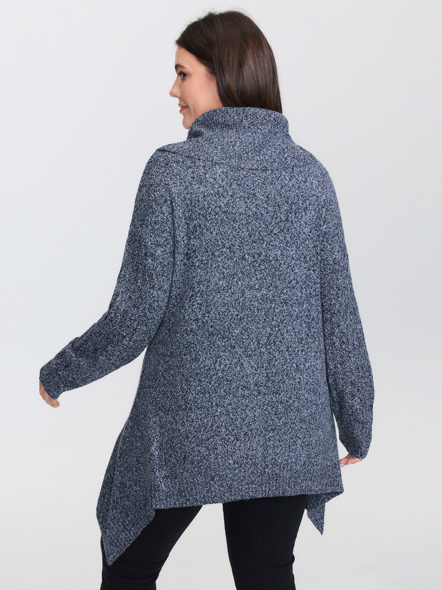 Stacked Turtleneck High-Low Hem Pullover - Image 4