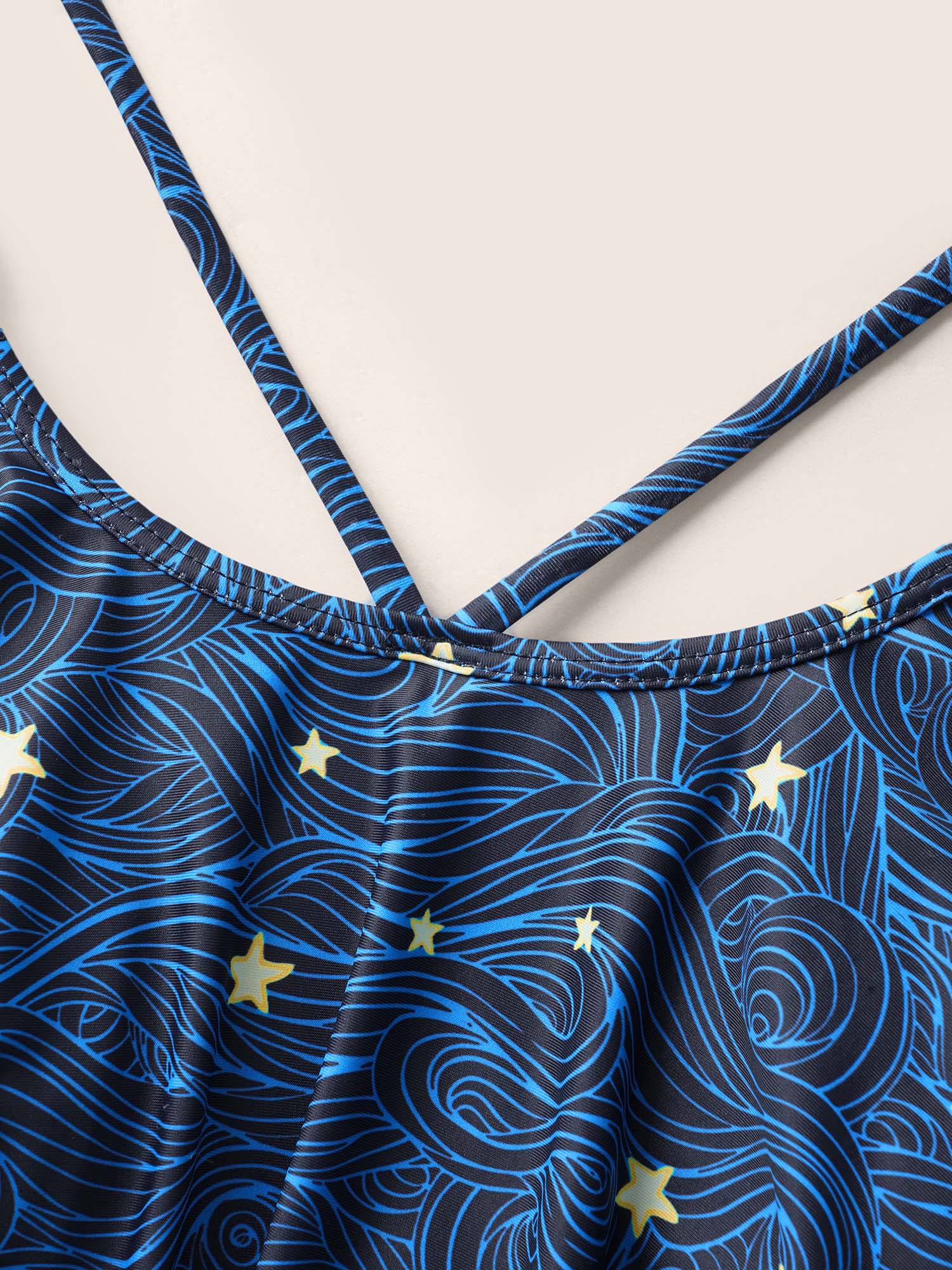 Star Asymmetrical Hem Cross straps One Piece Swimsuit - Image 5