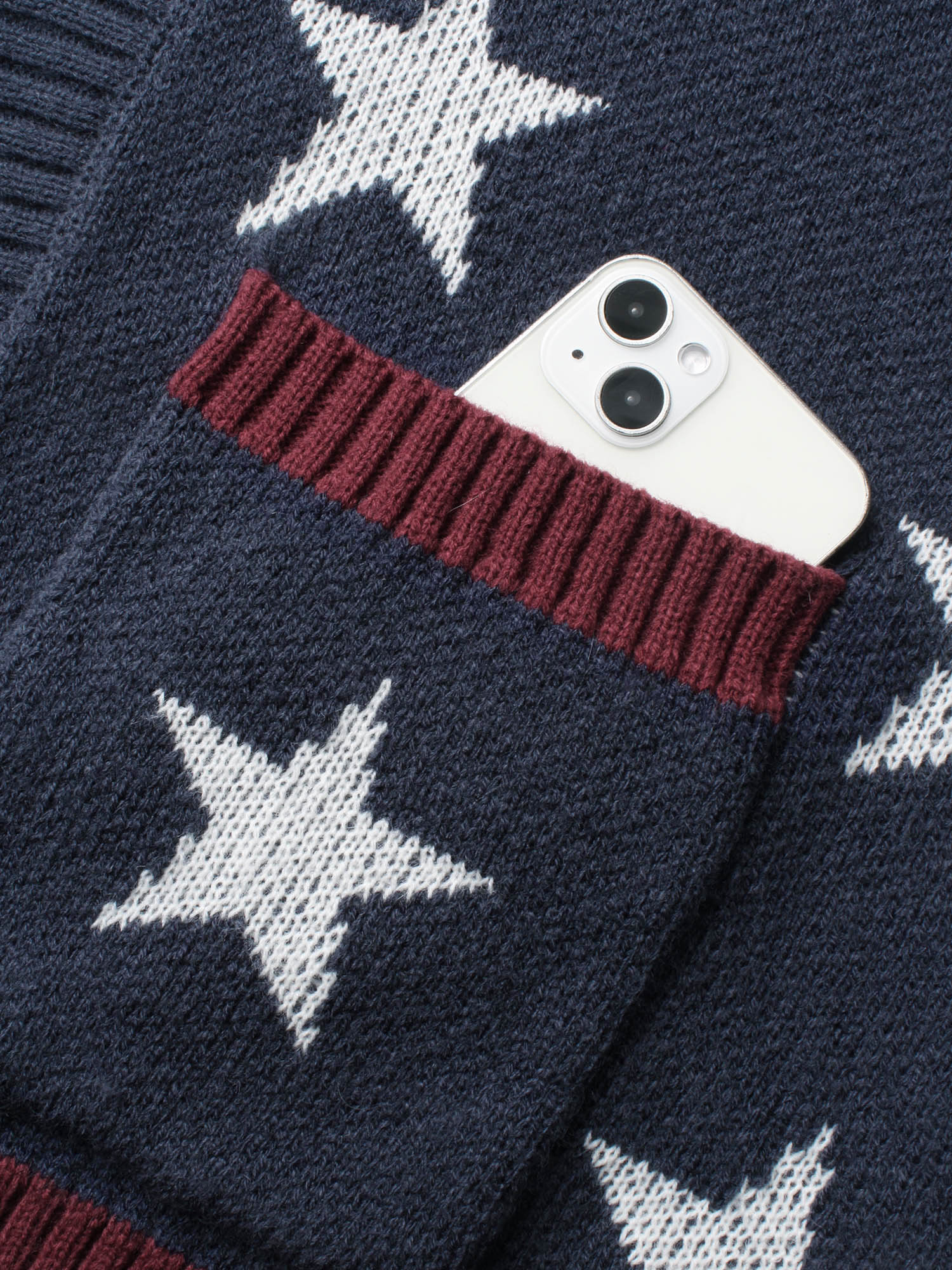 Star Contrast Patched Pocket Cardigan - Image 6