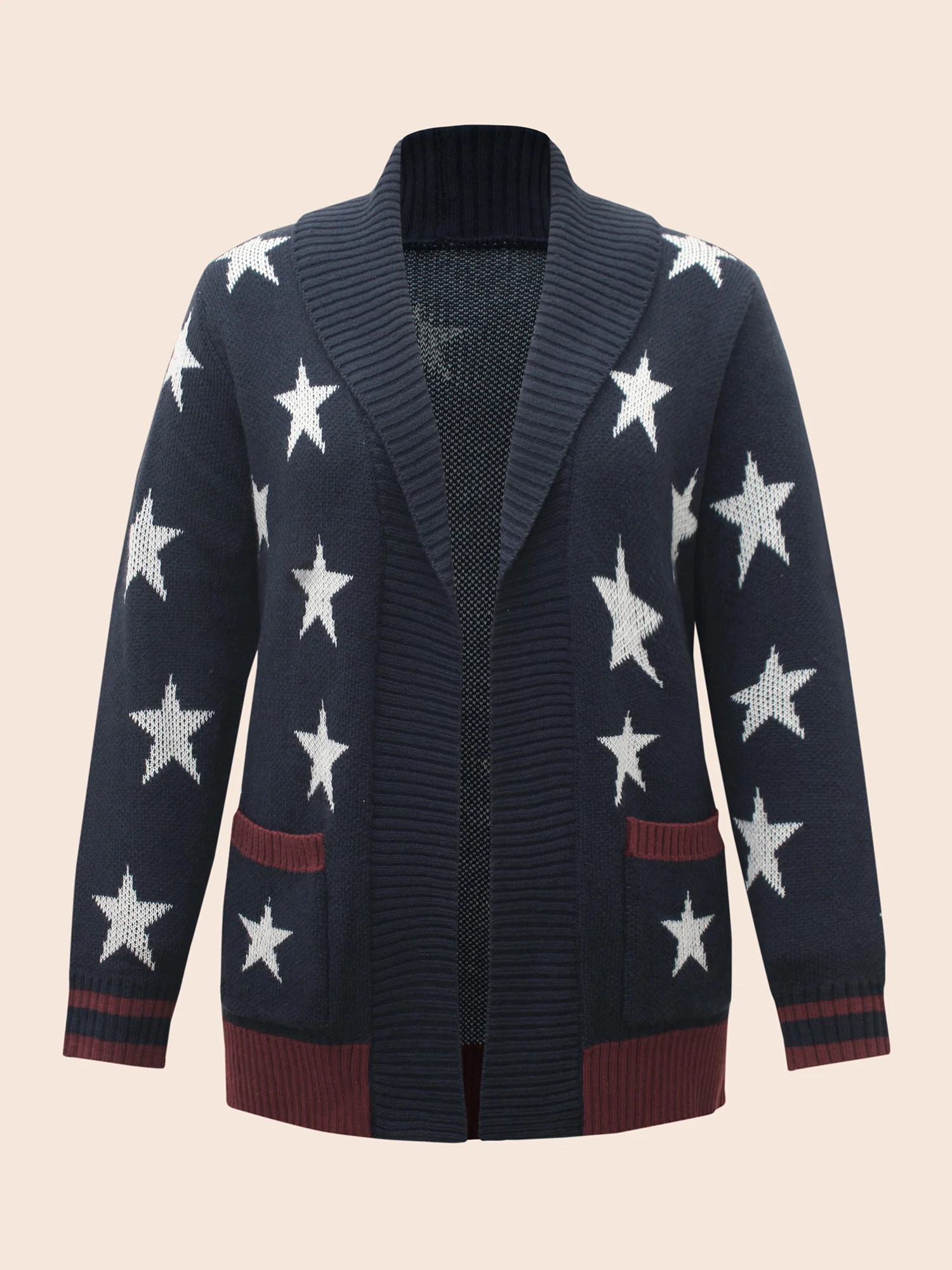 Star Contrast Patched Pocket Cardigan - Image 8